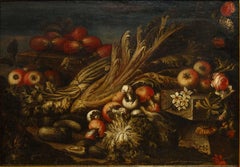 Von Paolo Paoletti, Stillleben mit Obst, Gemüse und Pilzen
