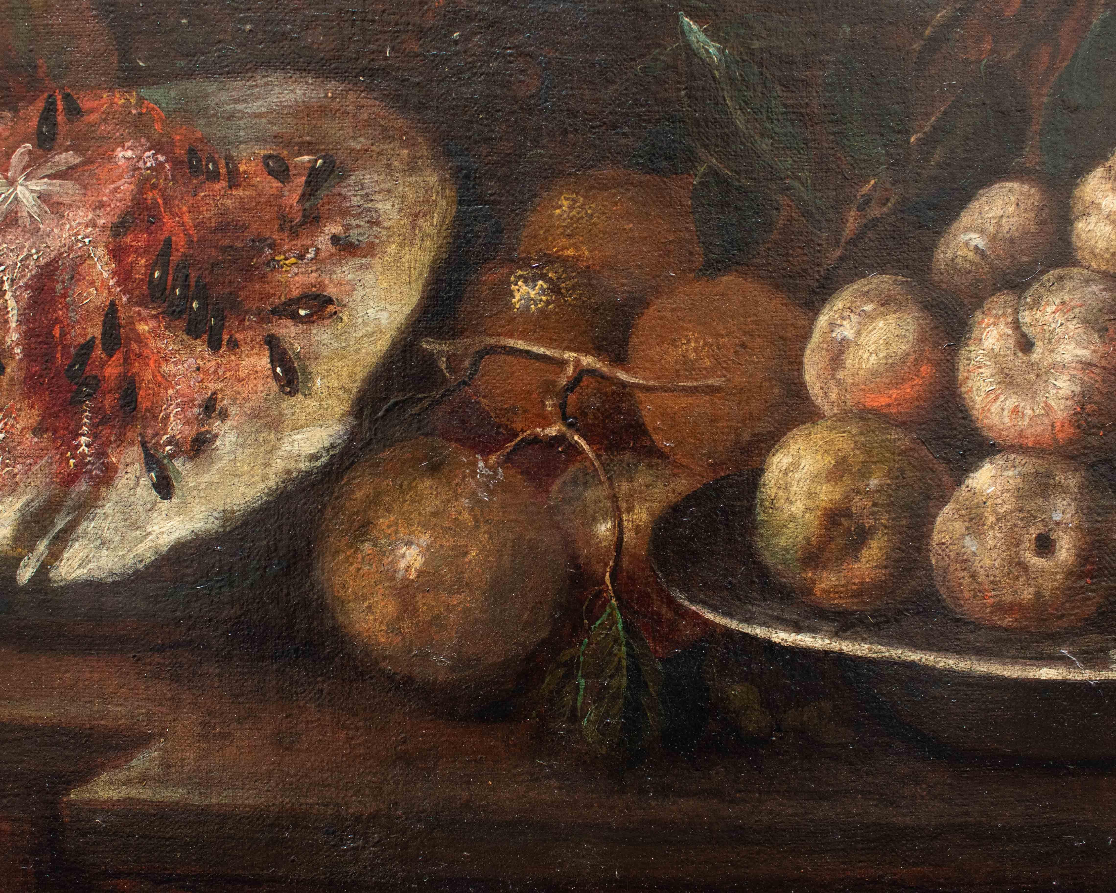 Still life with fruits on a shelf Oil painting on canvas Paolo Paoletti For Sale 2