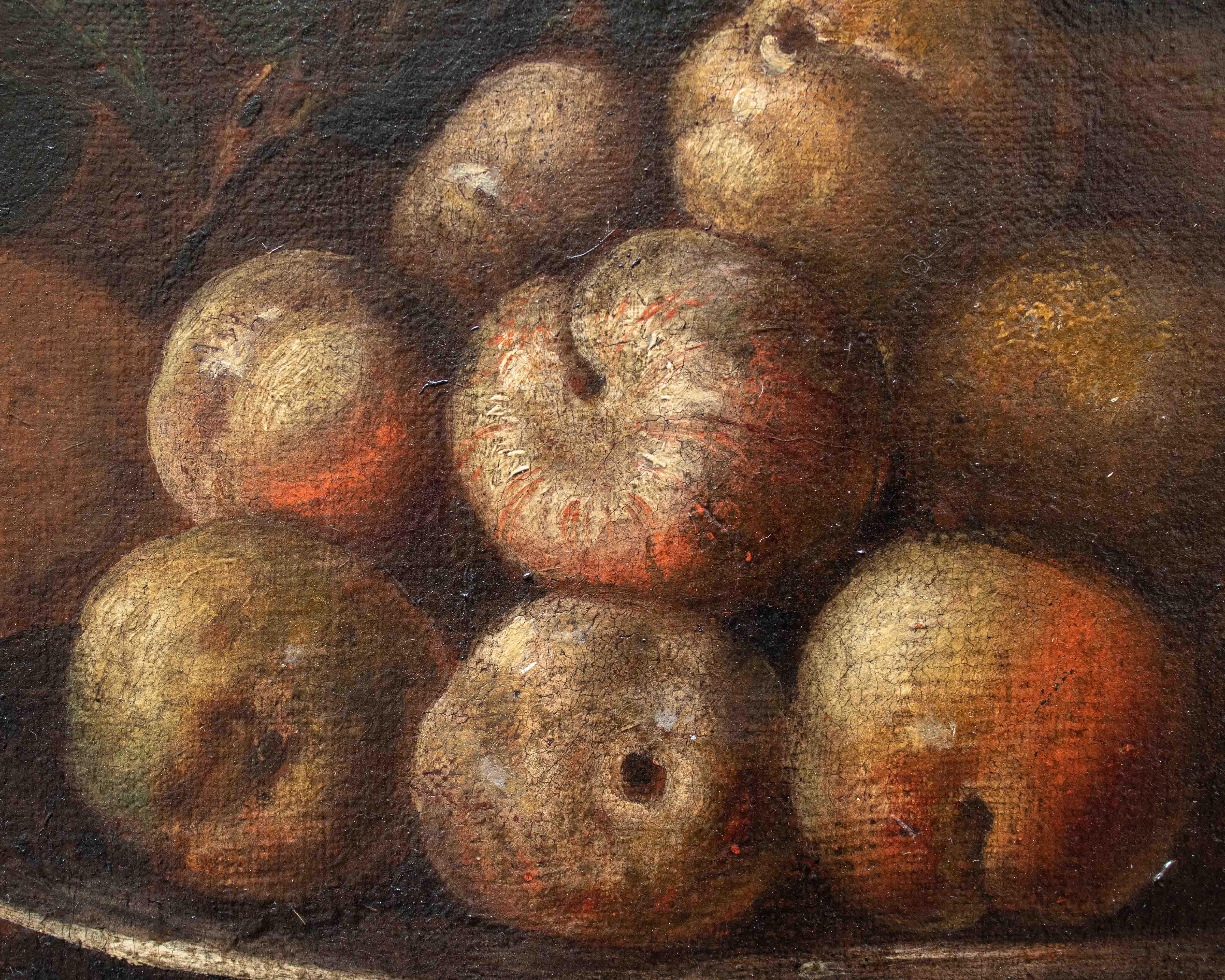 Still life with fruits on a shelf Oil painting on canvas Paolo Paoletti For Sale 3