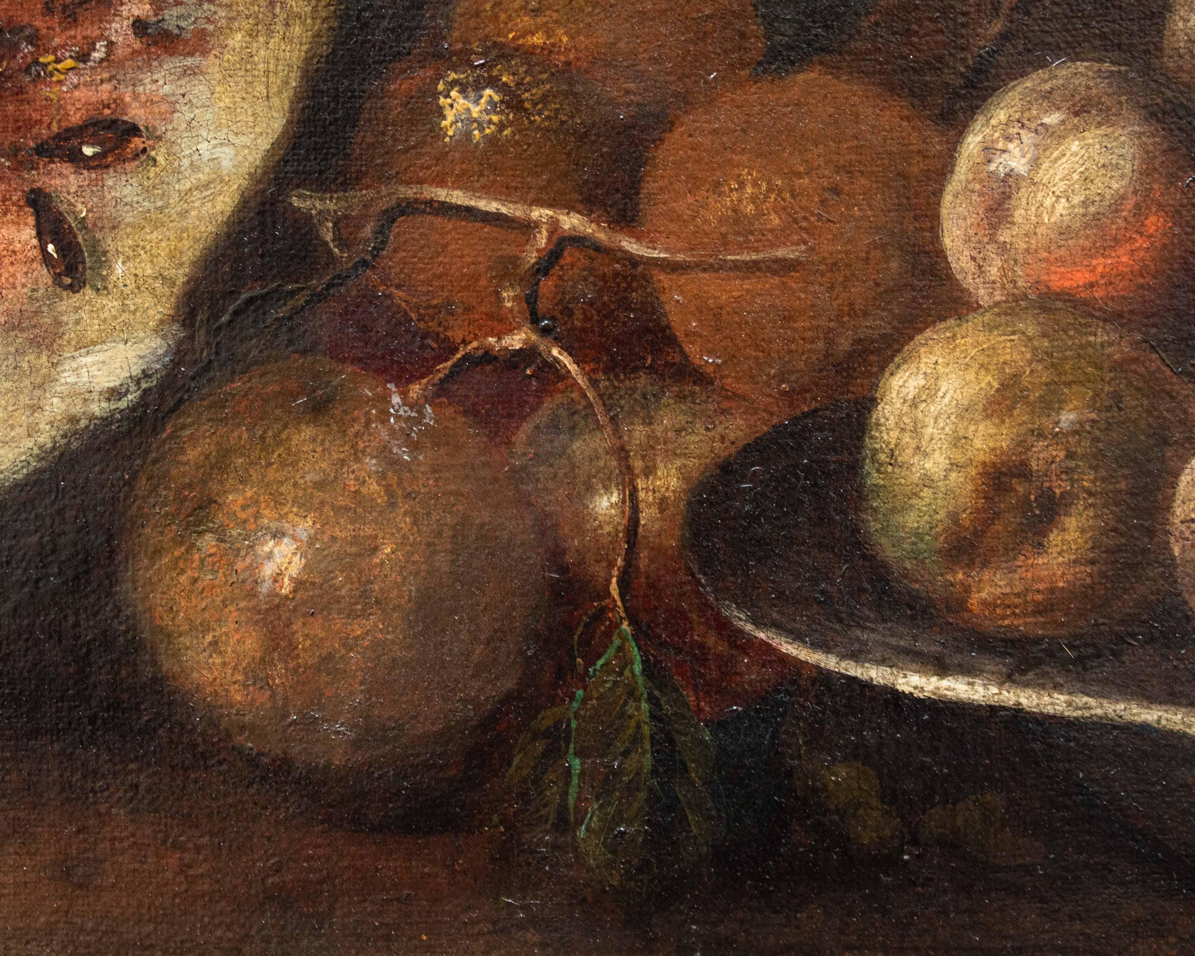 Still life with fruits on a shelf Oil painting on canvas Paolo Paoletti For Sale 6