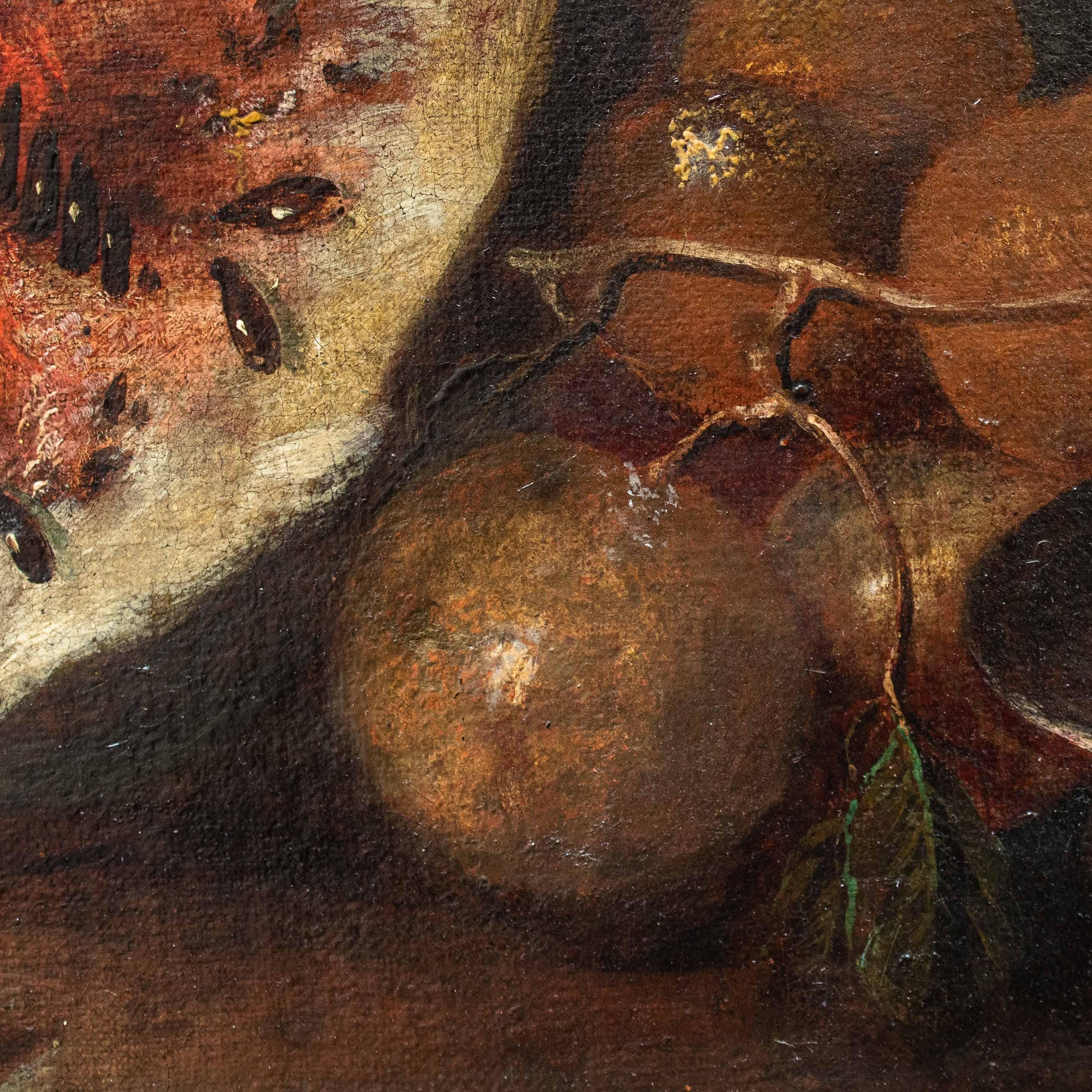Still life with fruits on a shelf Oil painting on canvas Paolo Paoletti For Sale 7