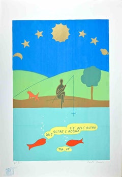 Fisherman - Lithograph print by Paolo Pasotto - 1970s