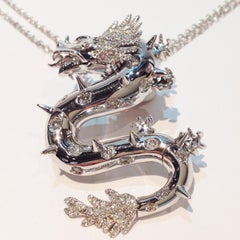 Paolo Piovan Black Diamonds Natural White Diamonds White Gold Dragon Pendant