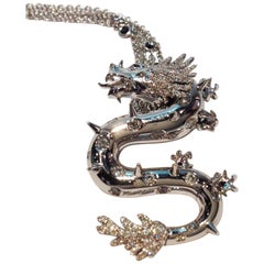 Paolo Piovan Black Diamonds Natural White Diamonds White Gold Dragon Pendant