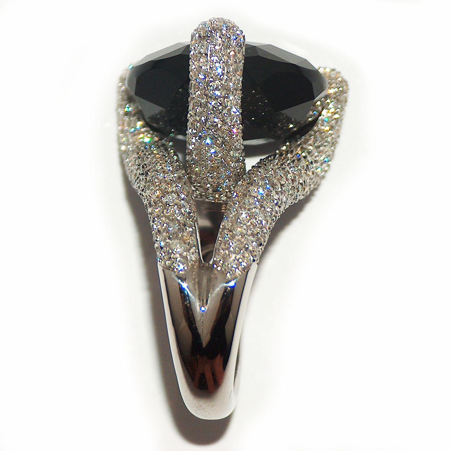 Women's Paolo Piovan Diamonds and Onyx Ring in white gold For Sale