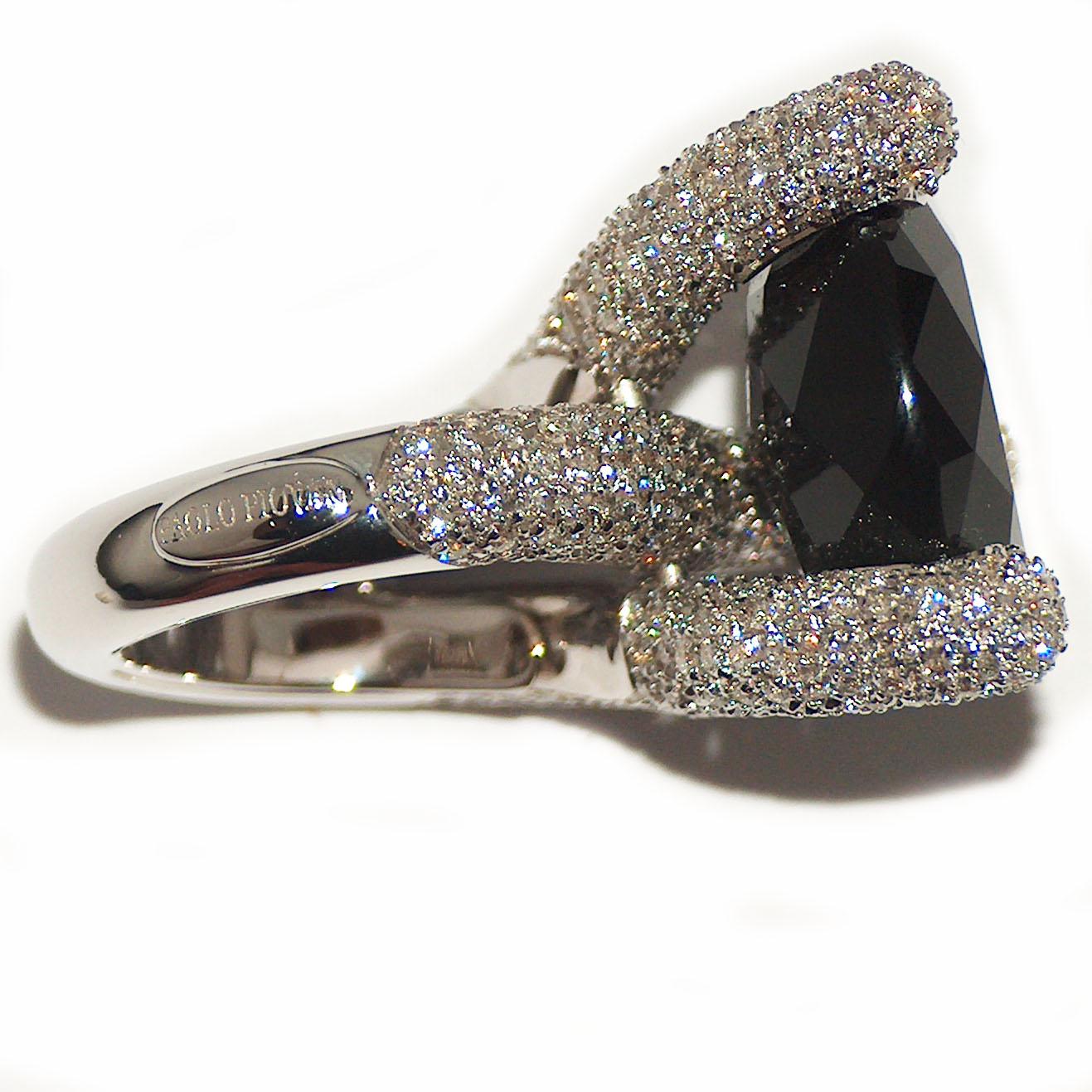Paolo Piovan Diamonds and Onyx Ring in white gold For Sale 1