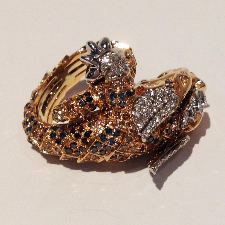 Paolo Piovan Diamonds Brown Diamonds Rubies Pink Gold Dragon Ring For ...