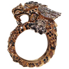 Paolo Piovan Diamonds Brown Diamonds Rubies Pink Gold Dragon Ring