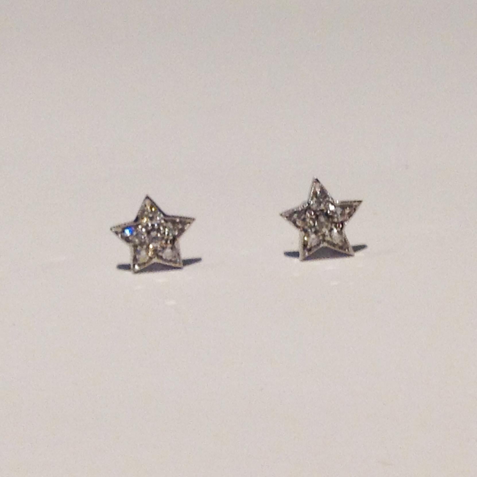 Women's Paolo Piovan Diamonds White Gold Star 18 Karat white gold Earrings For Sale