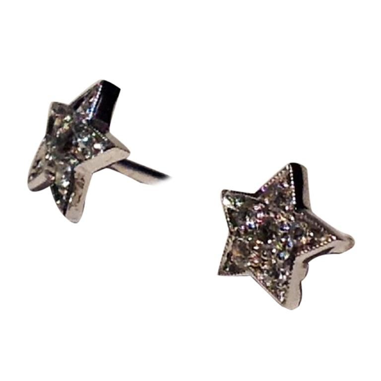 Paolo Piovan Diamonds White Gold Star 18 Karat white gold Earrings For Sale