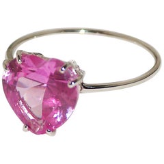 Paolo Piovan Heart Shape Pink Quartz 18 Karat White Gold Ring