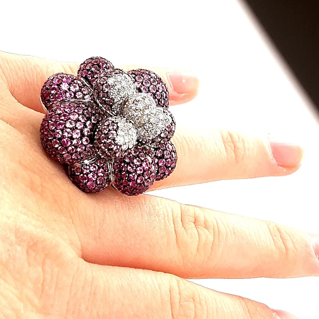 Anillo de cóctel de oro blanco de 18 quilates, Paolo Piovan Jewelry Zafiro Diamante en venta 4