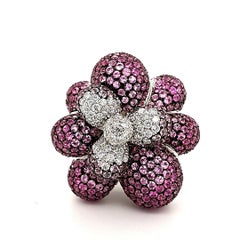 Cocktailring aus 18 Karat Weißgold, Paolo Piovan Jewelry, Saphir und Diamant