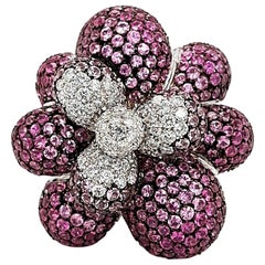 Bague cocktail Paolo Piovan Jewelry saphir diamant or blanc 18 carats
