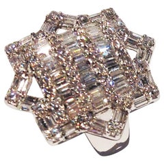 Paolo Piovan Natural White Diamonds Brilliant Baguette Cut Gold Ring