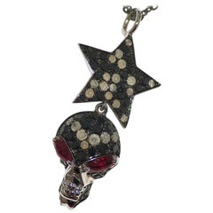 Paolo Piovan Star-Skull Rubies and Diamonds Pendant in white gold