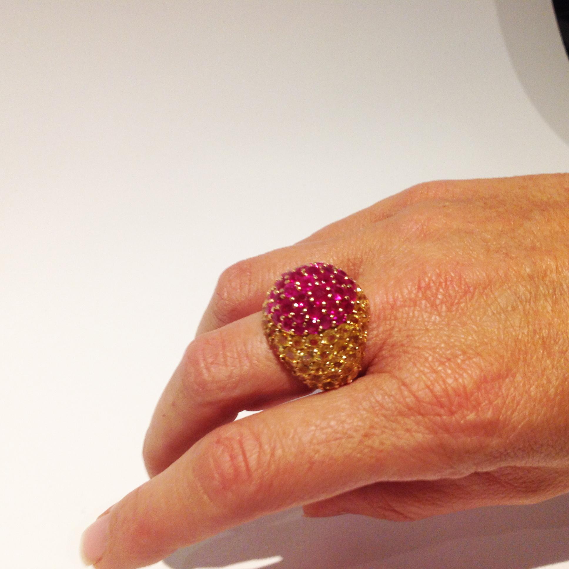 Women's Paolo Piovan Yellow Sapphires Rubies Cocktail Ring For Sale