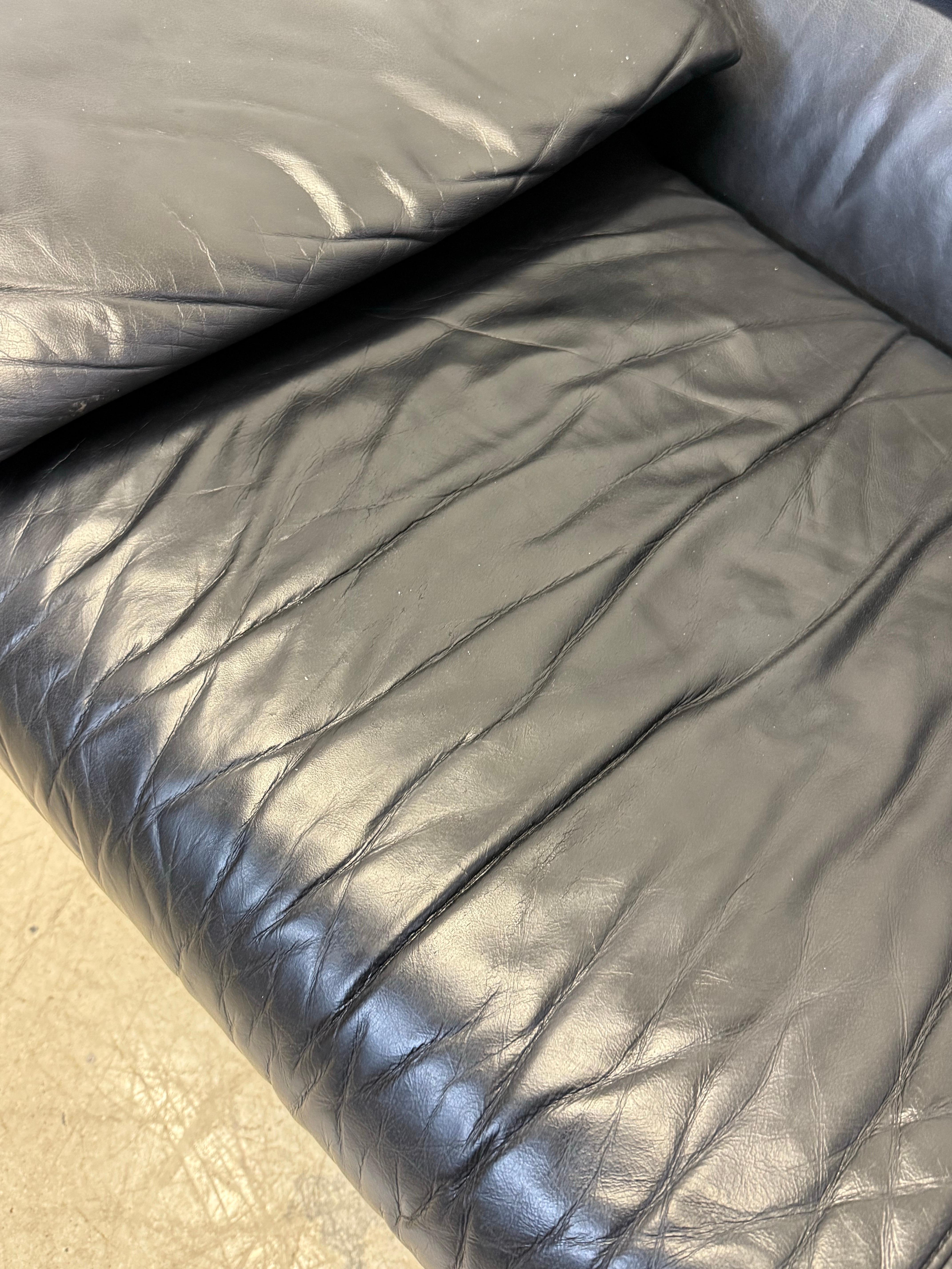 Paolo Piva “Alanda” Adjustable Black Leather Loveseat Sofa for B&b Italia, 1980s 4