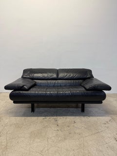 Paolo Piva “Alanda” Adjustable Black Leather Loveseat Sofa for B&b Italia, 1980s