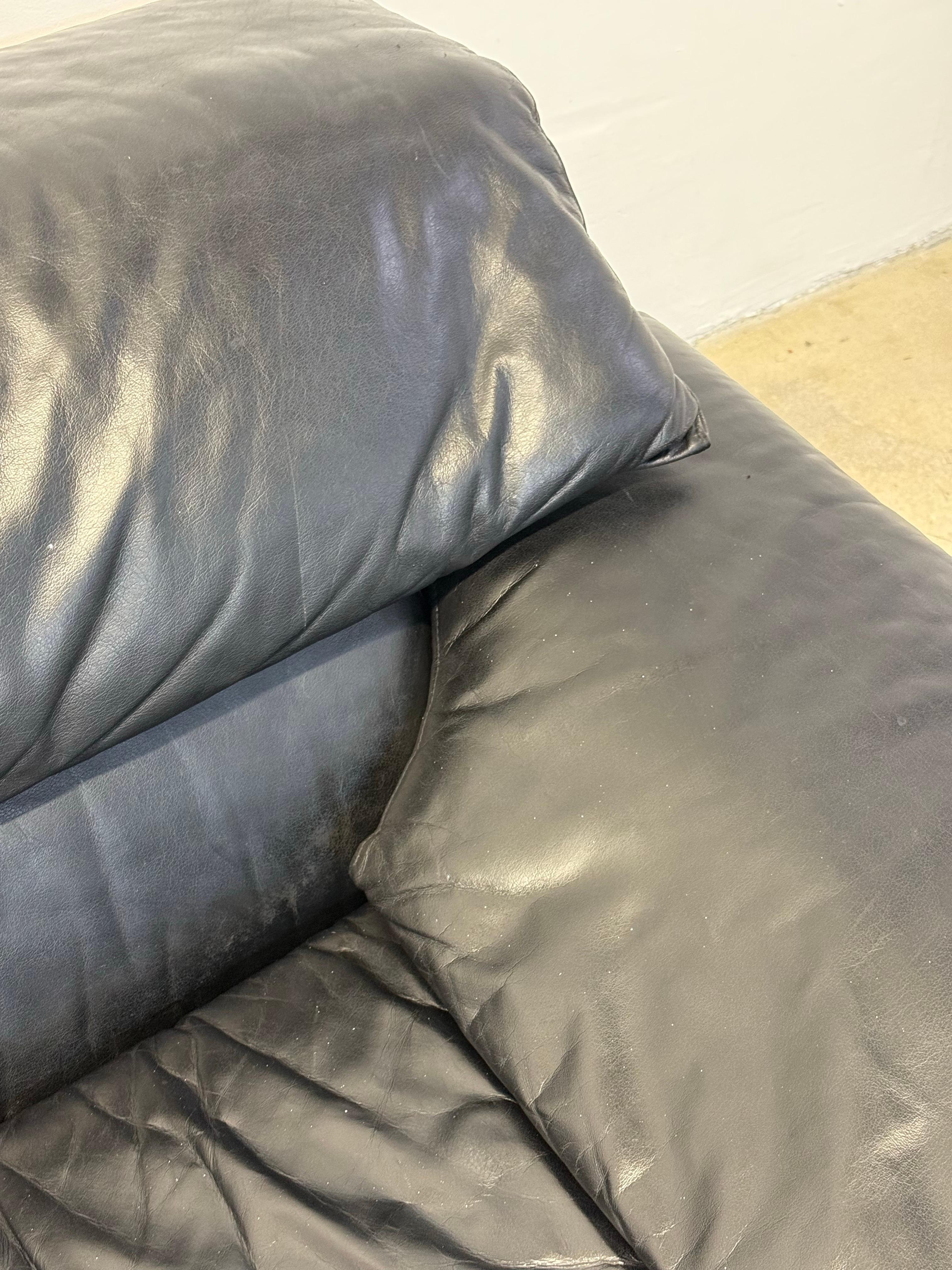 Paolo Piva “Alanda” Adjustable Black Leather Loveseat Sofa for B&b Italia, 1980s 2