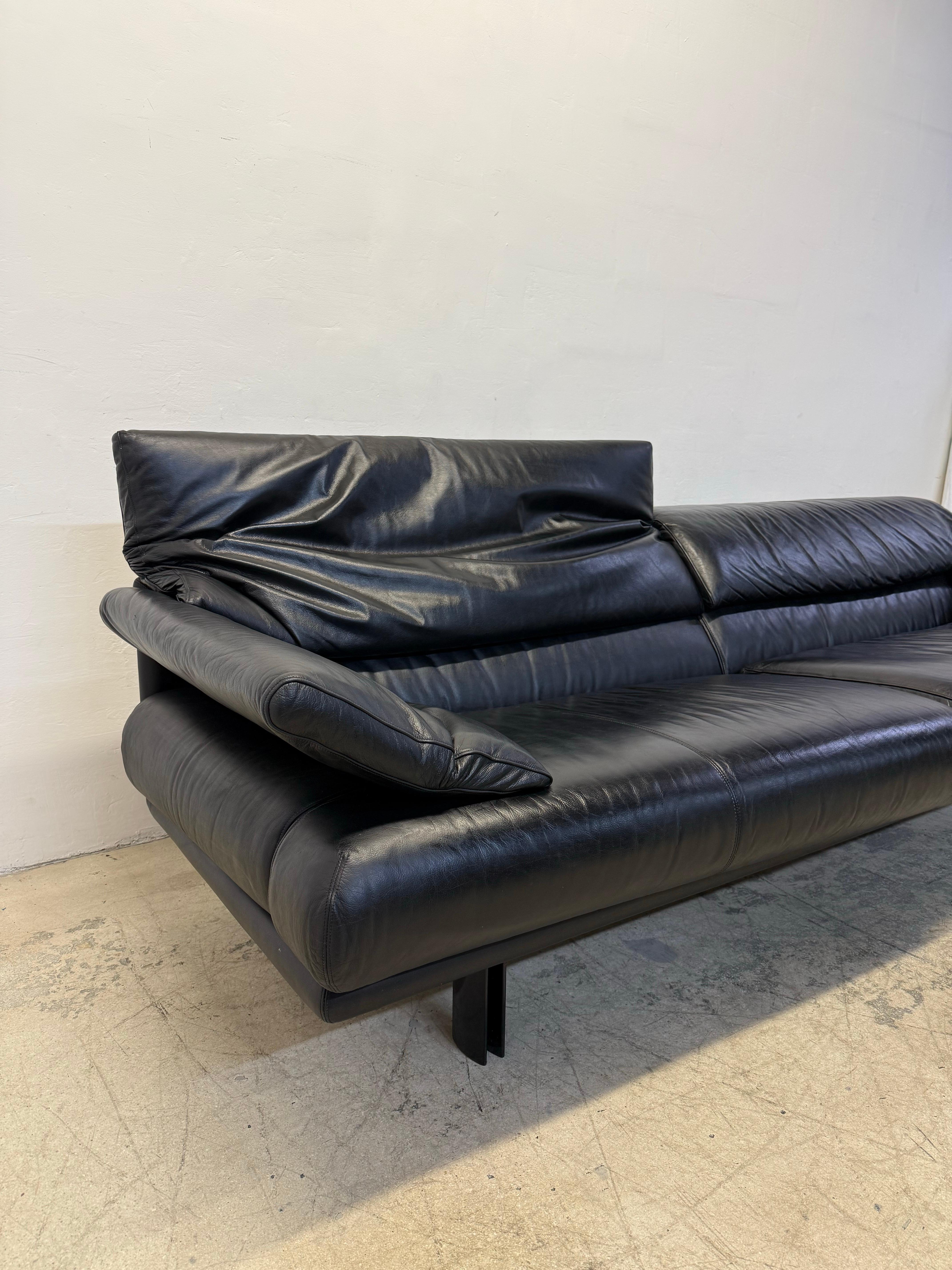 Paolo Piva “Alanda” Adjustable Black Leather Sofa for B&b Italia, 1980s 3