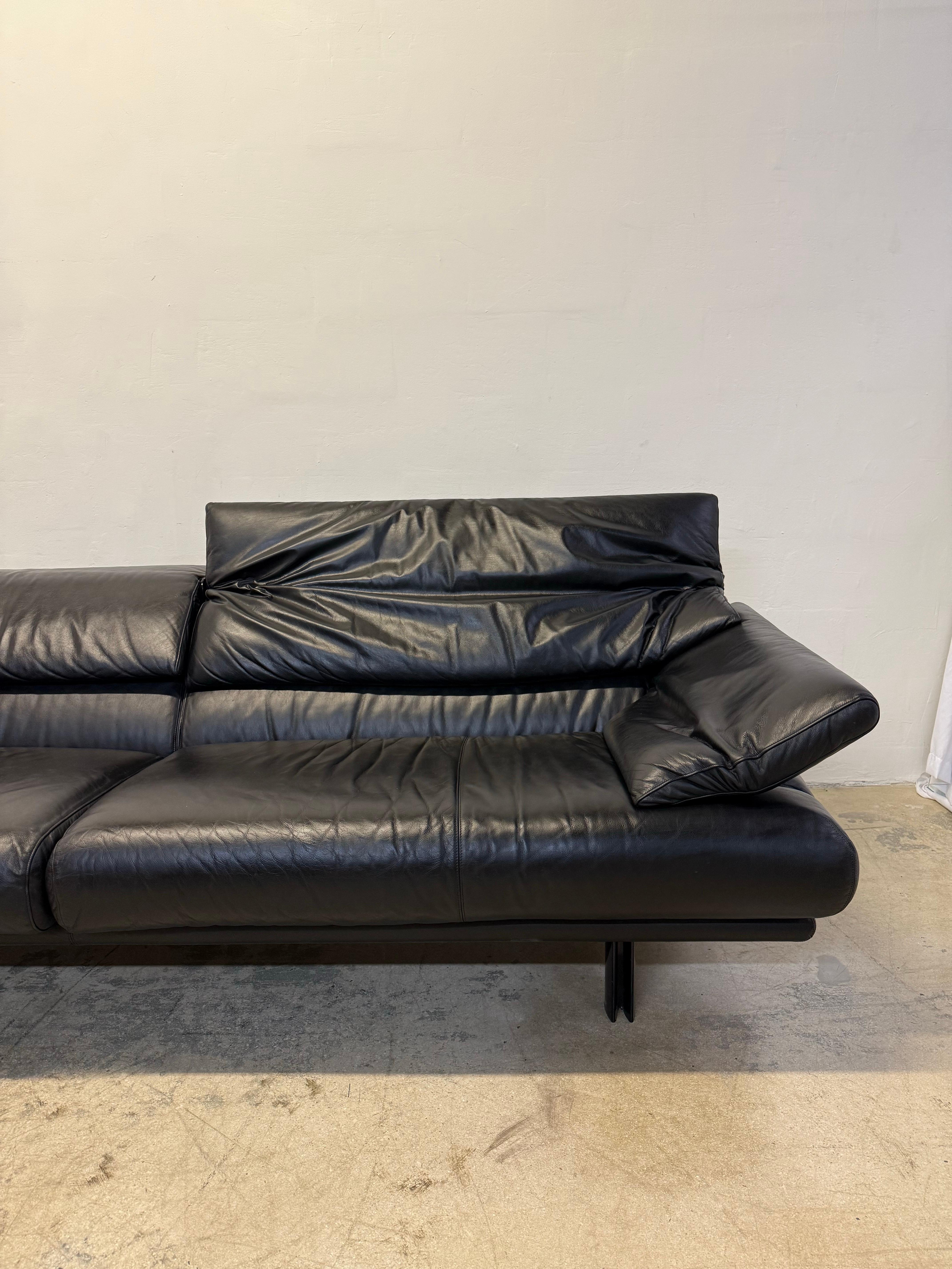 Paolo Piva “Alanda” Adjustable Black Leather Sofa for B&b Italia, 1980s 4