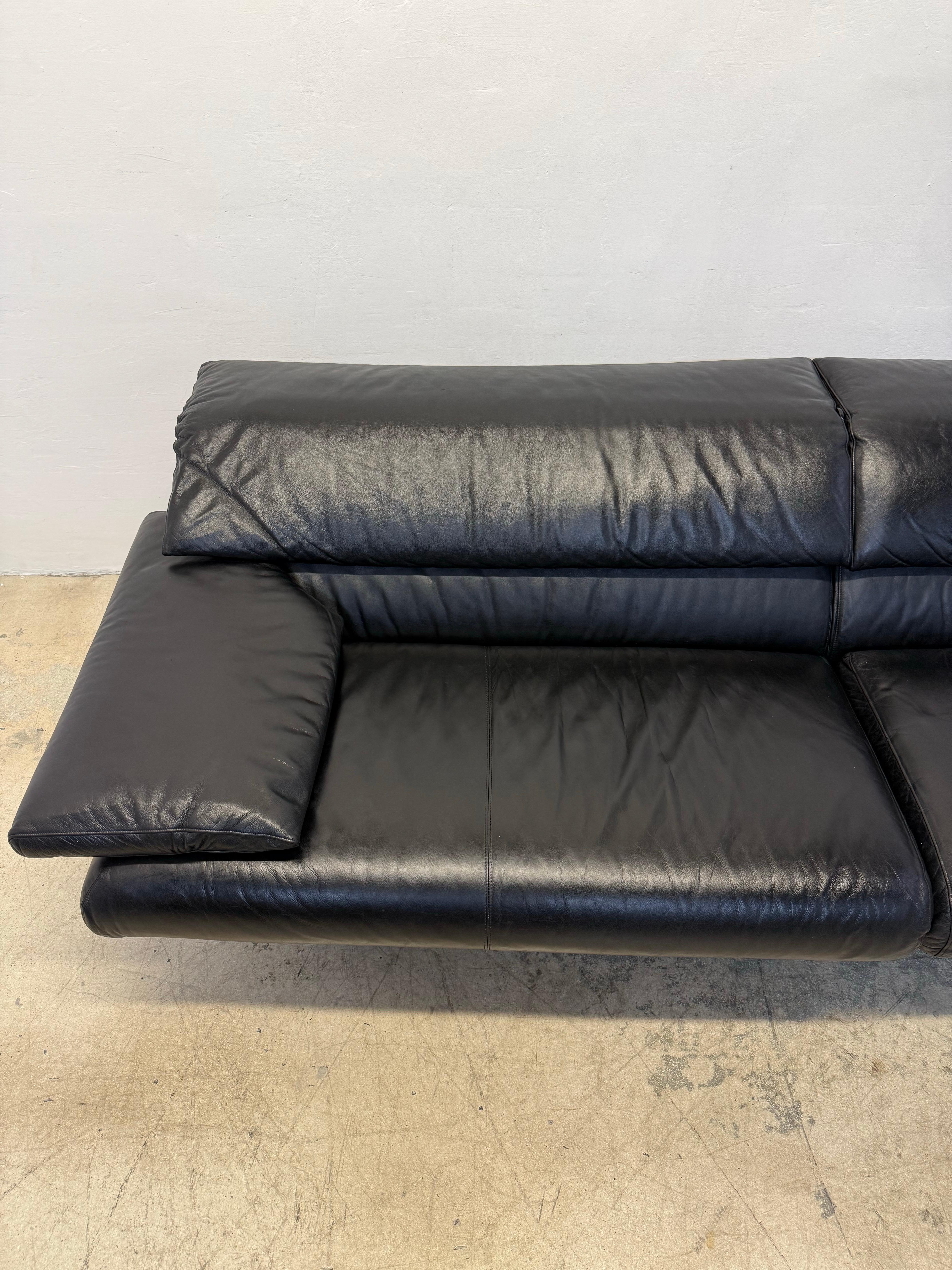 Paolo Piva “Alanda” Adjustable Black Leather Sofa for B&b Italia, 1980s 5