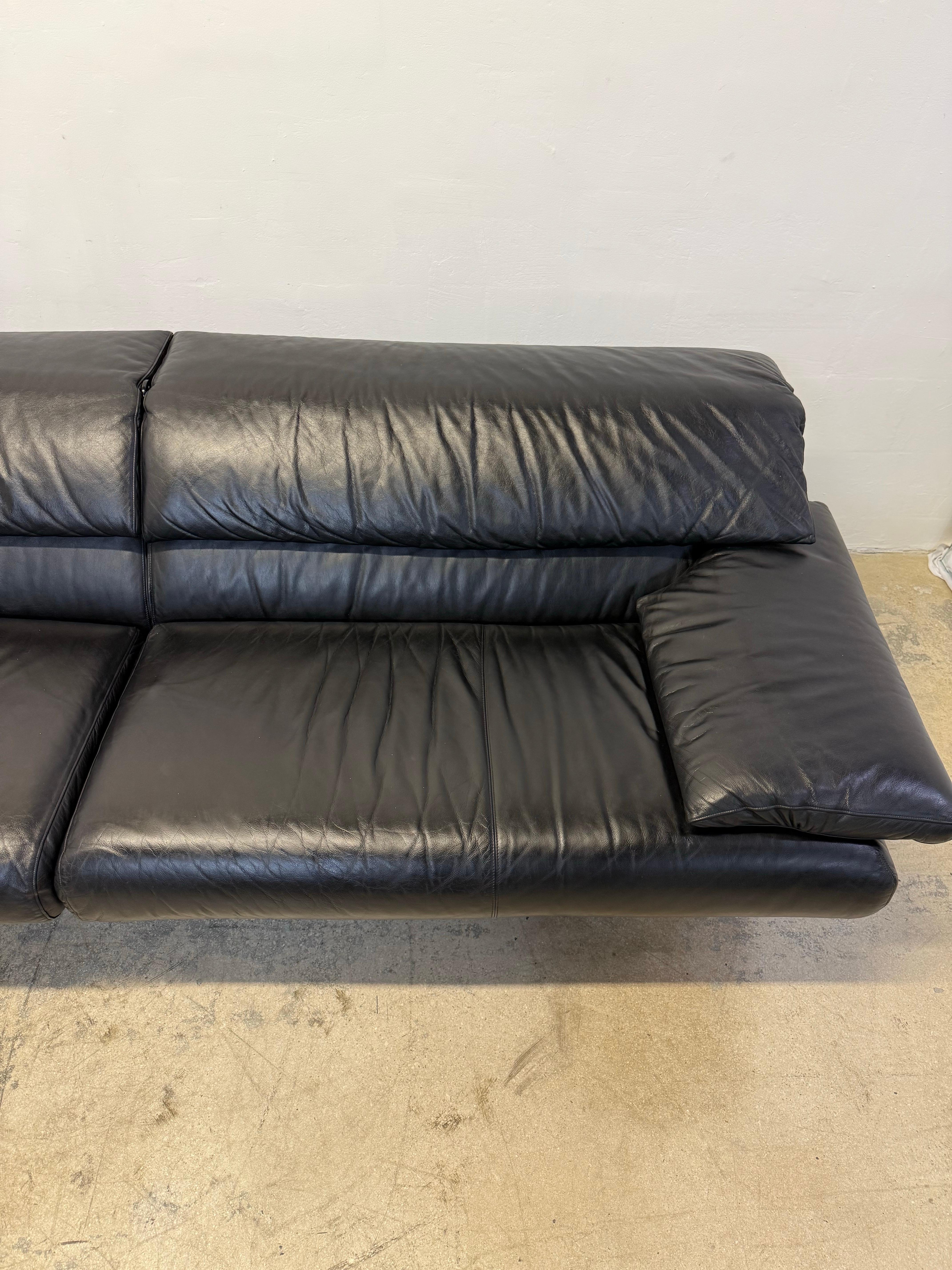 Paolo Piva “Alanda” Adjustable Black Leather Sofa for B&b Italia, 1980s 6