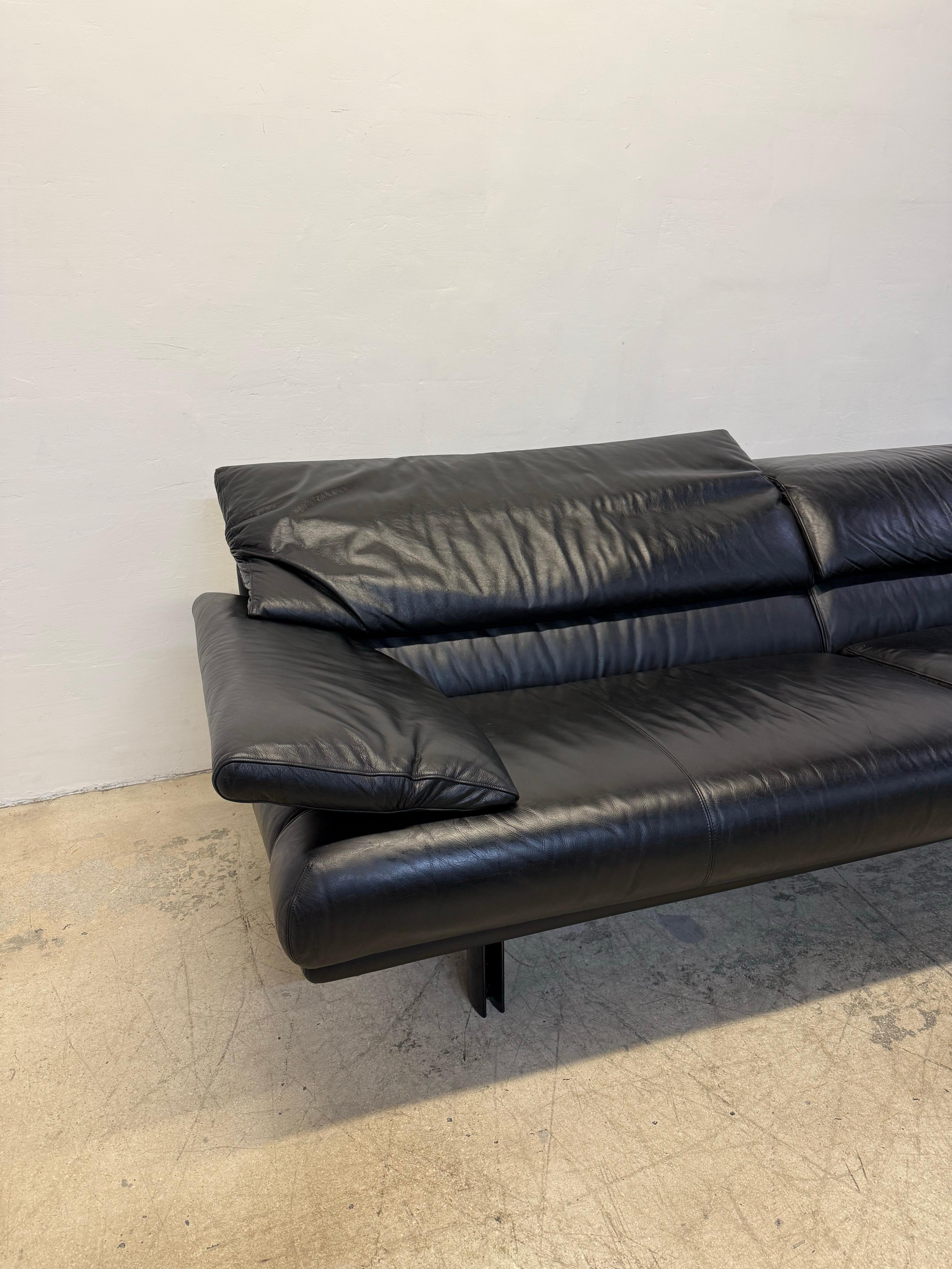 Paolo Piva “Alanda” Adjustable Black Leather Sofa for B&b Italia, 1980s 8