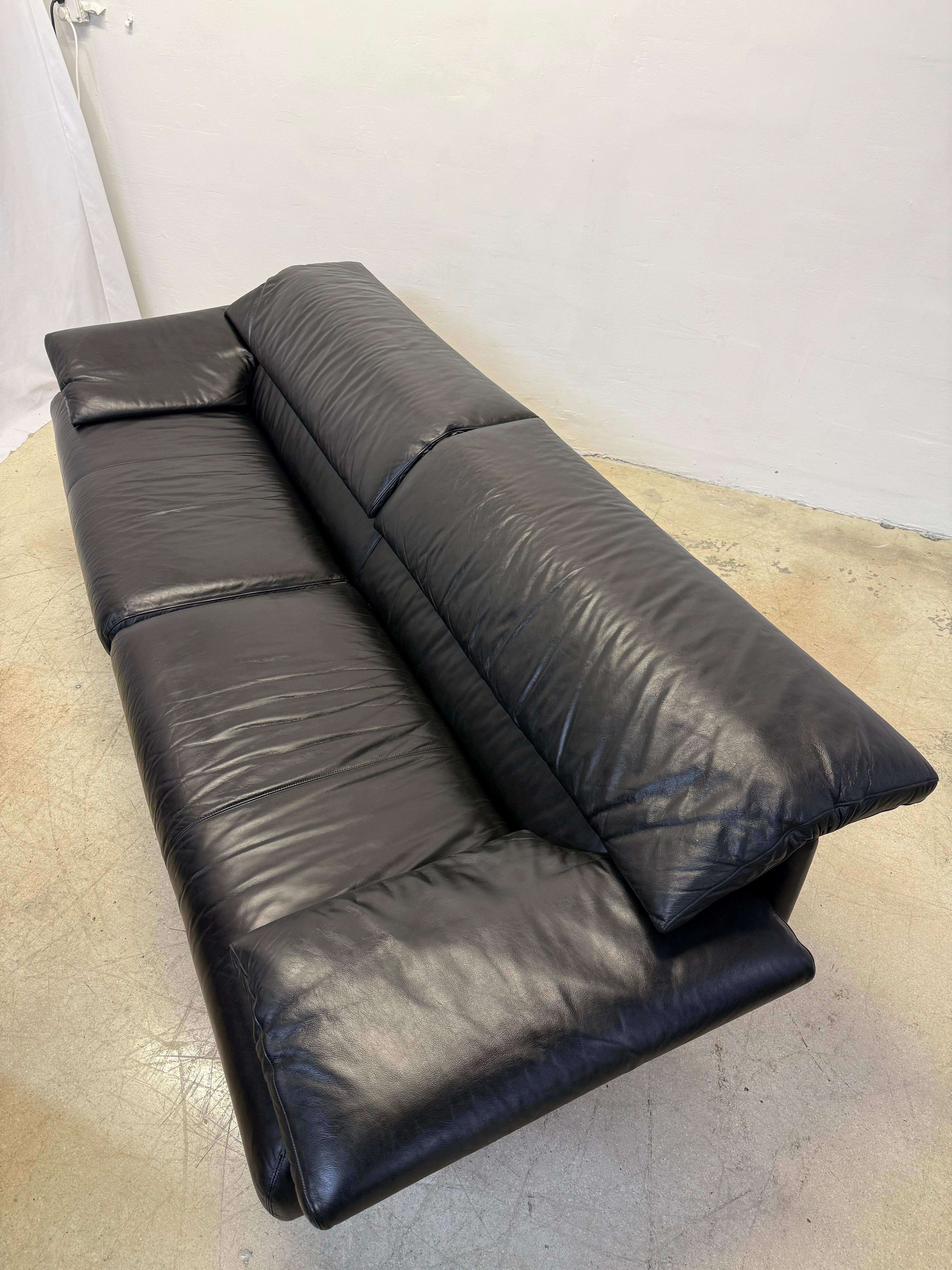 Paolo Piva “Alanda” Adjustable Black Leather Sofa for B&b Italia, 1980s 9