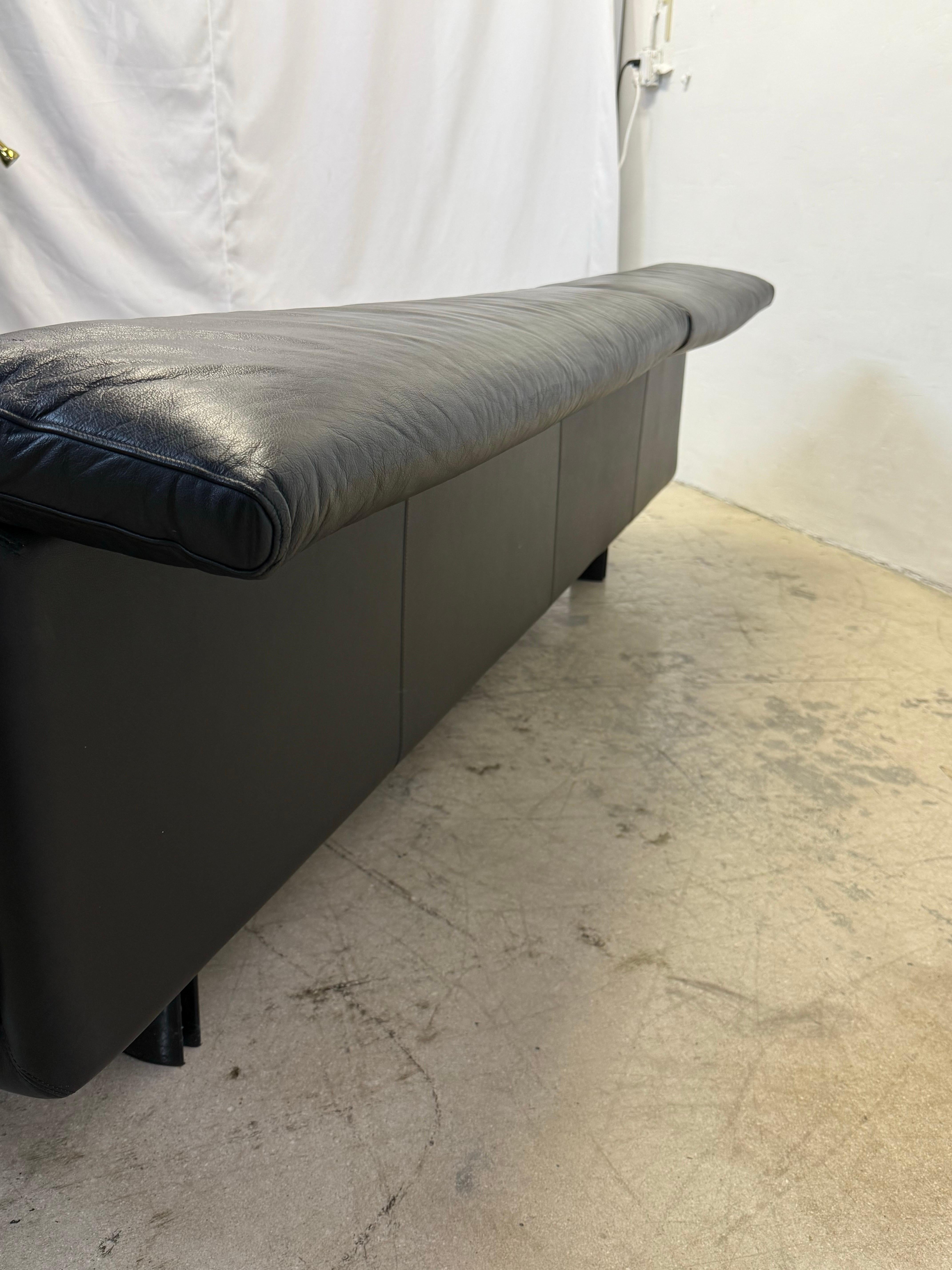Paolo Piva “Alanda” Adjustable Black Leather Sofa for B&b Italia, 1980s 10