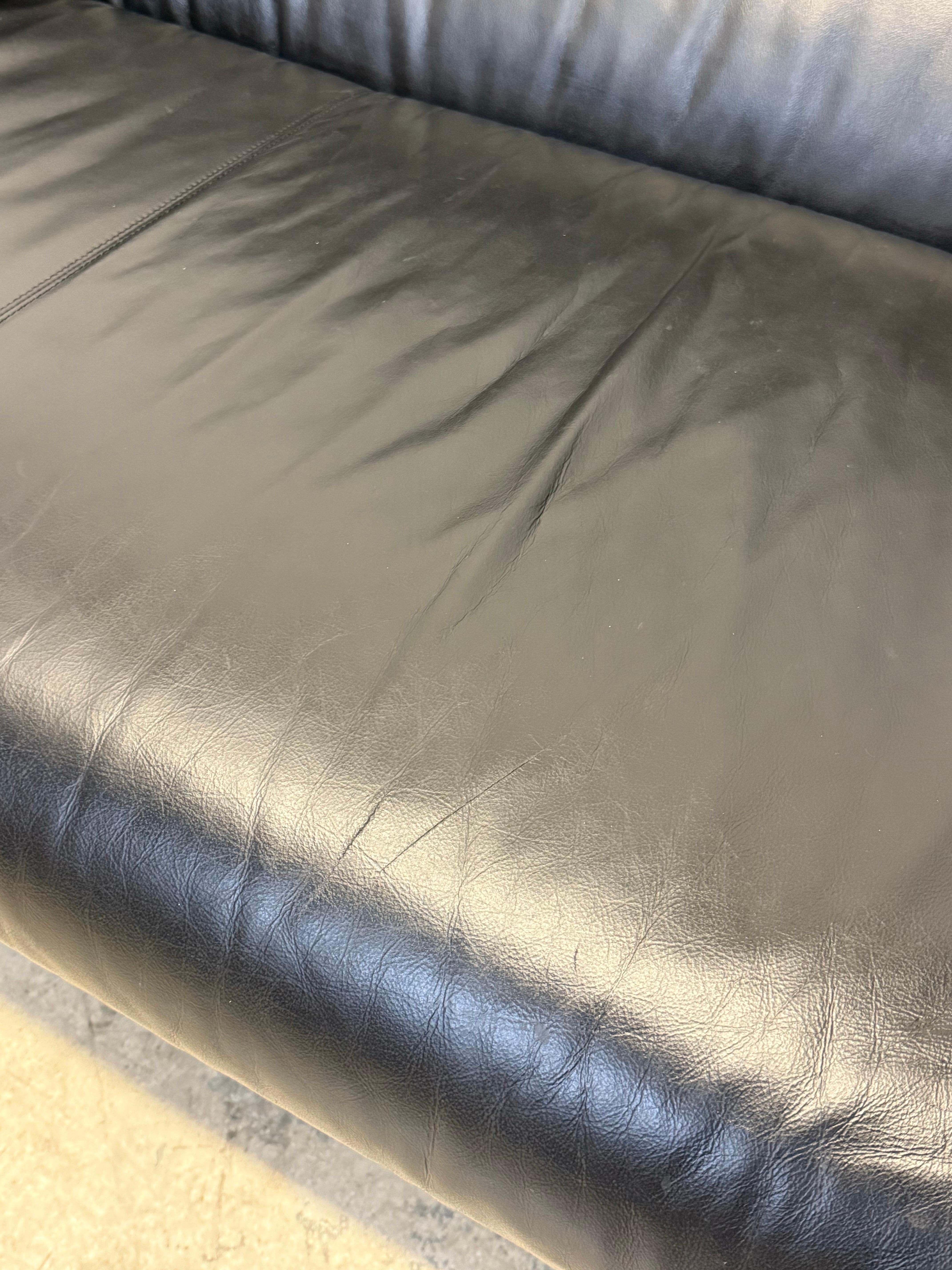 Paolo Piva “Alanda” Adjustable Black Leather Sofa for B&b Italia, 1980s 11