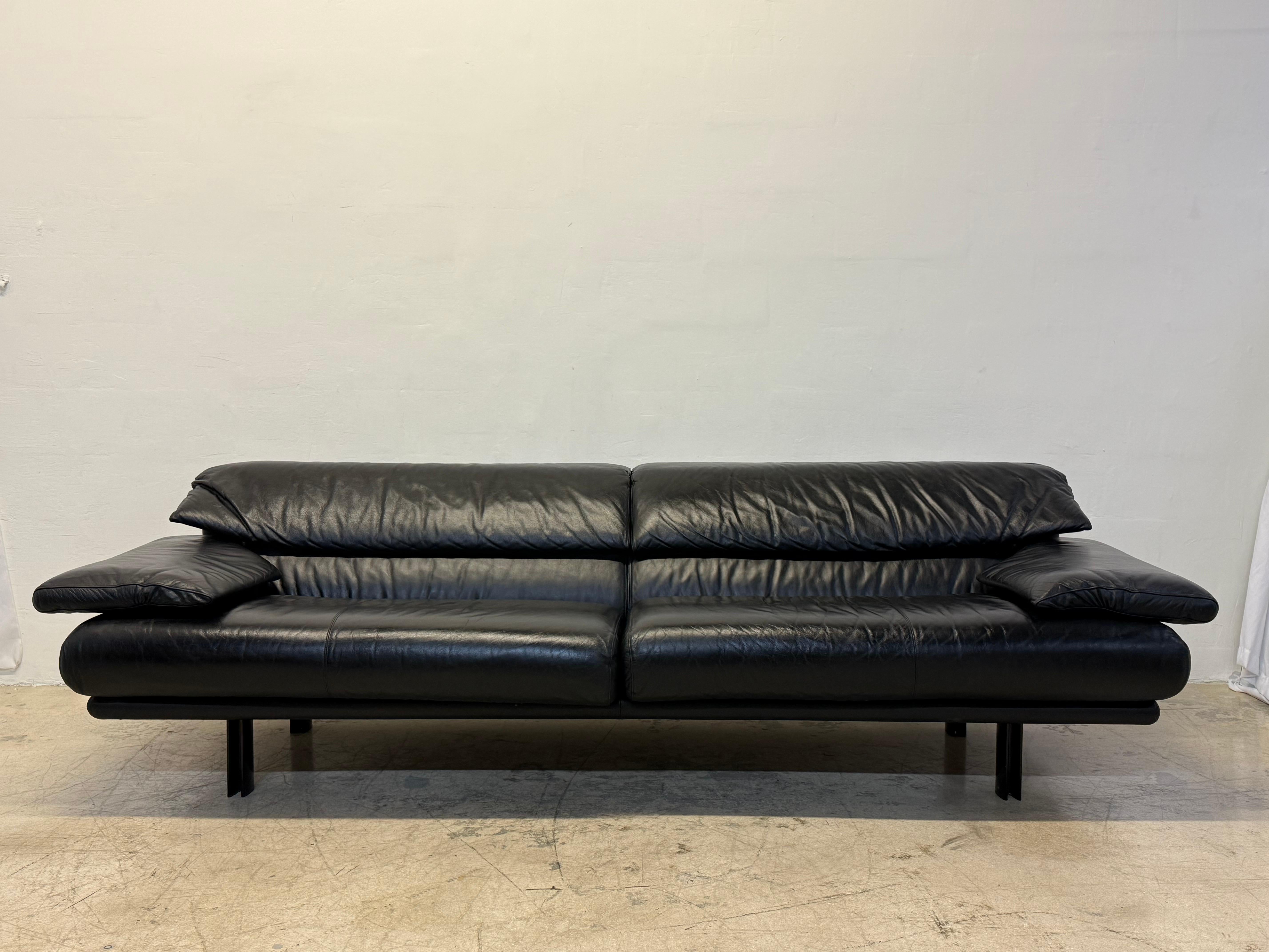 Italian Paolo Piva “Alanda” Adjustable Black Leather Sofa for B&b Italia, 1980s