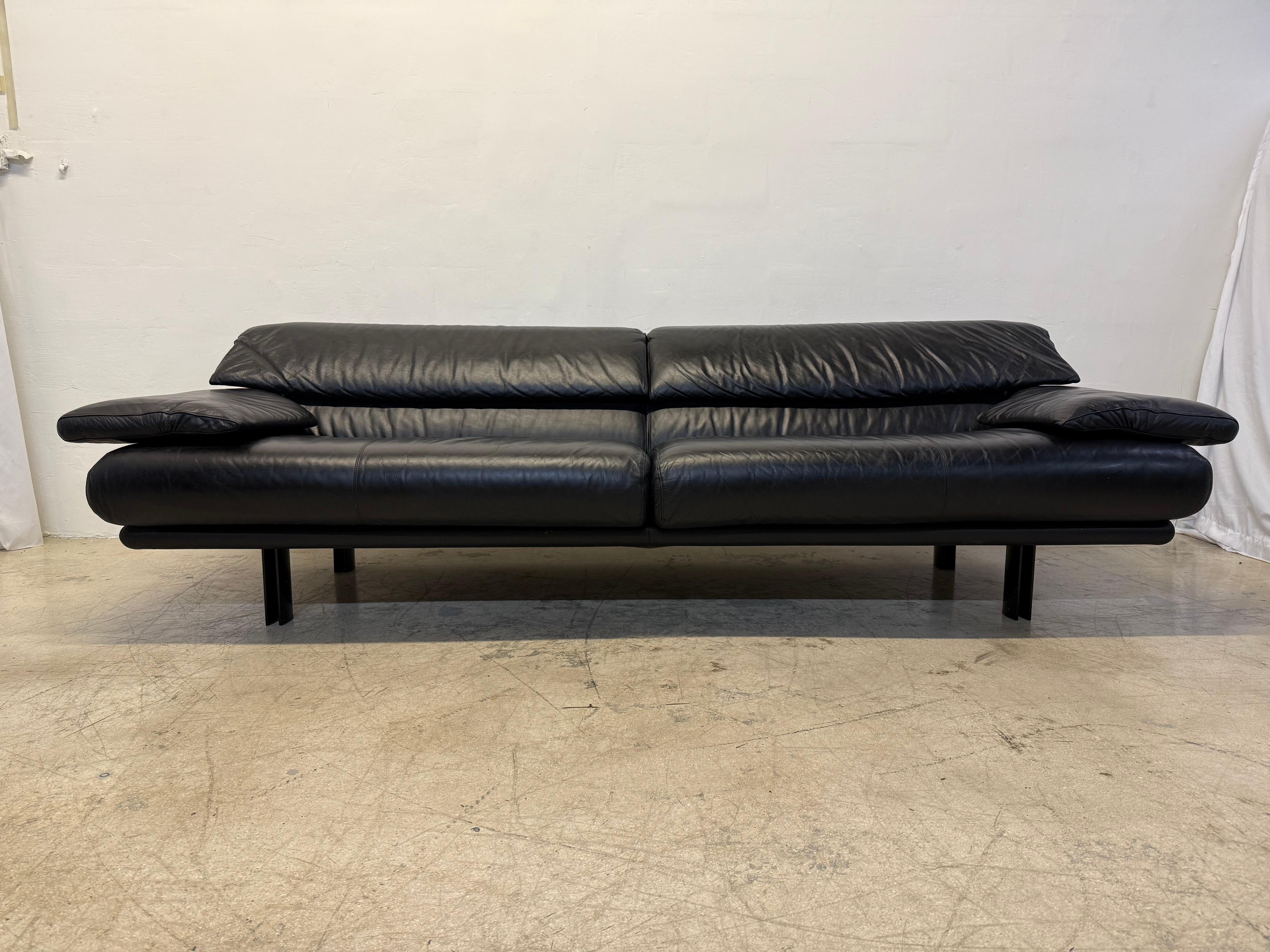 20th Century Paolo Piva “Alanda” Adjustable Black Leather Sofa for B&b Italia, 1980s