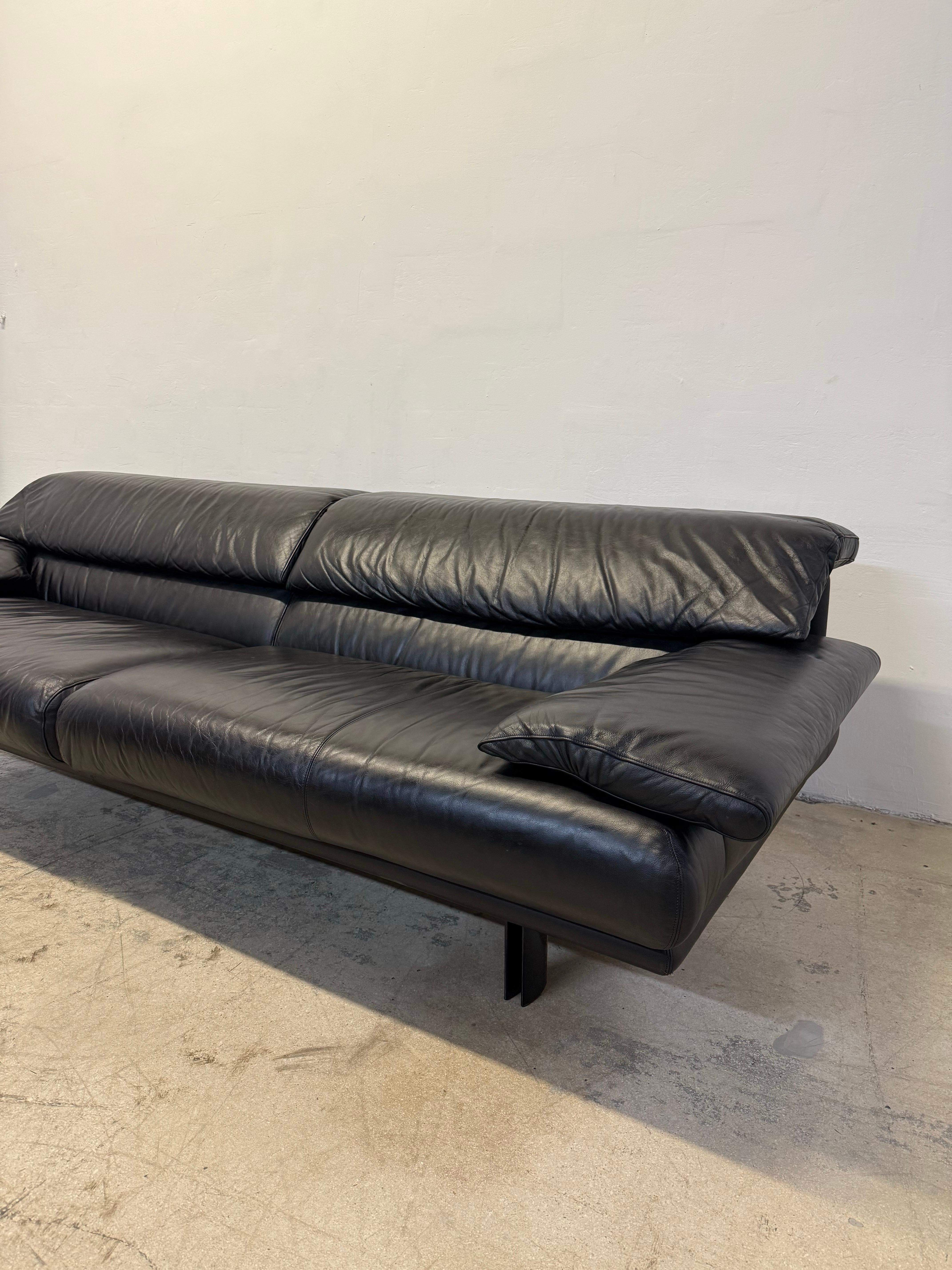 Paolo Piva “Alanda” Adjustable Black Leather Sofa for B&b Italia, 1980s 1