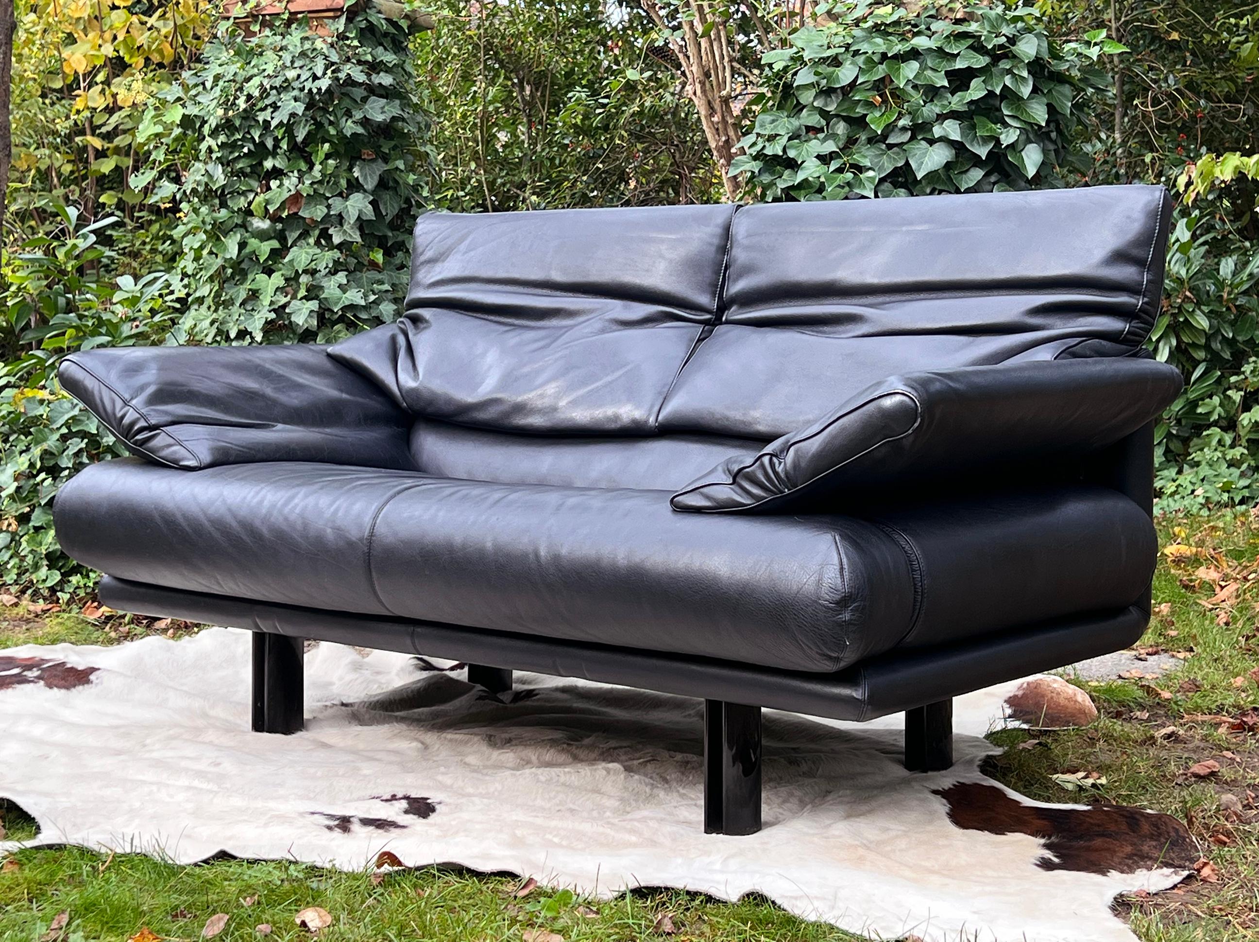Umwandelbares Sofa aus schwarzem Leder von Paolo Piva Alanda, B&B Italia, 1980er Jahre im Angebot 4