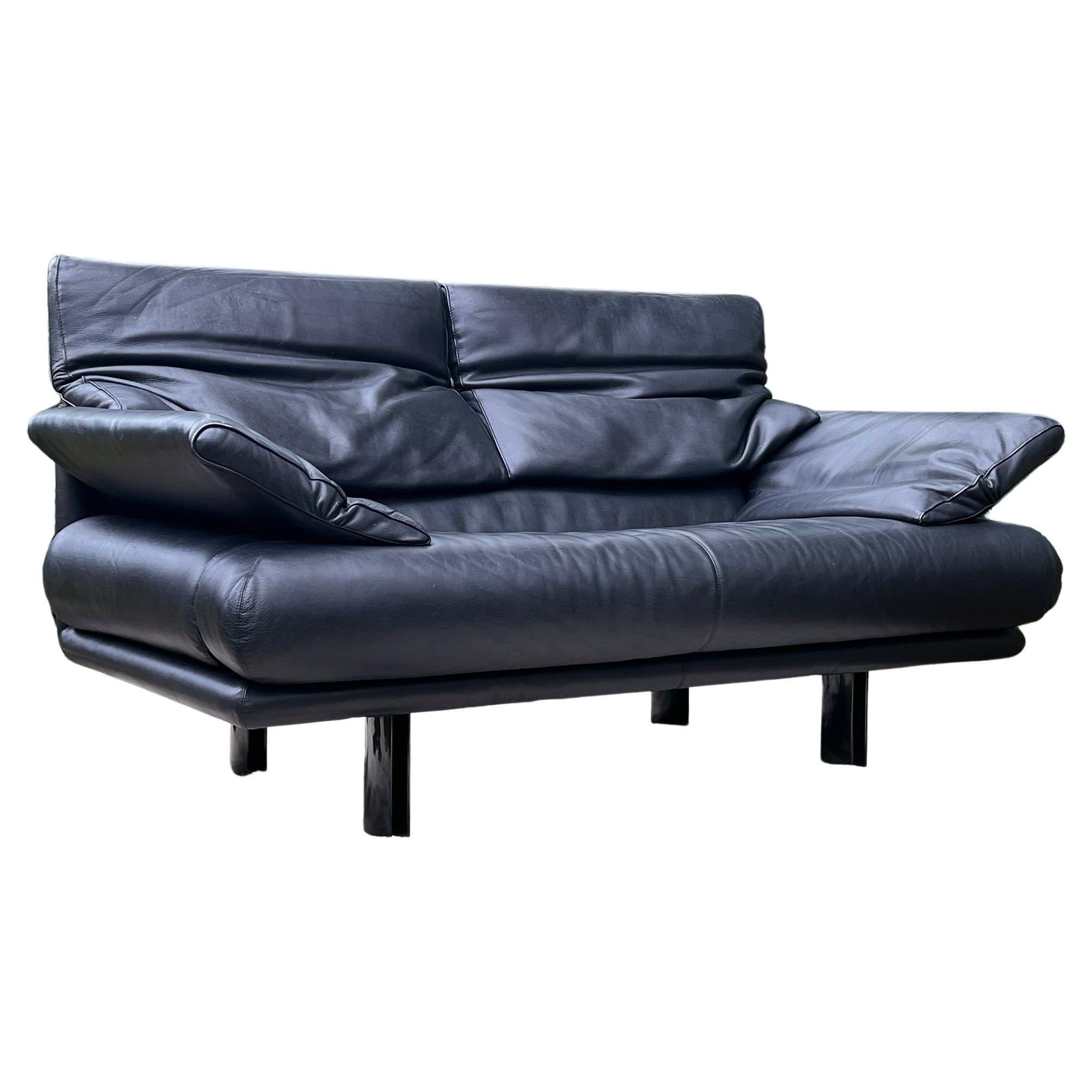 Paolo Piva Alanda Black Leather Convertible Sofa, B&B Italia, 1980s For Sale