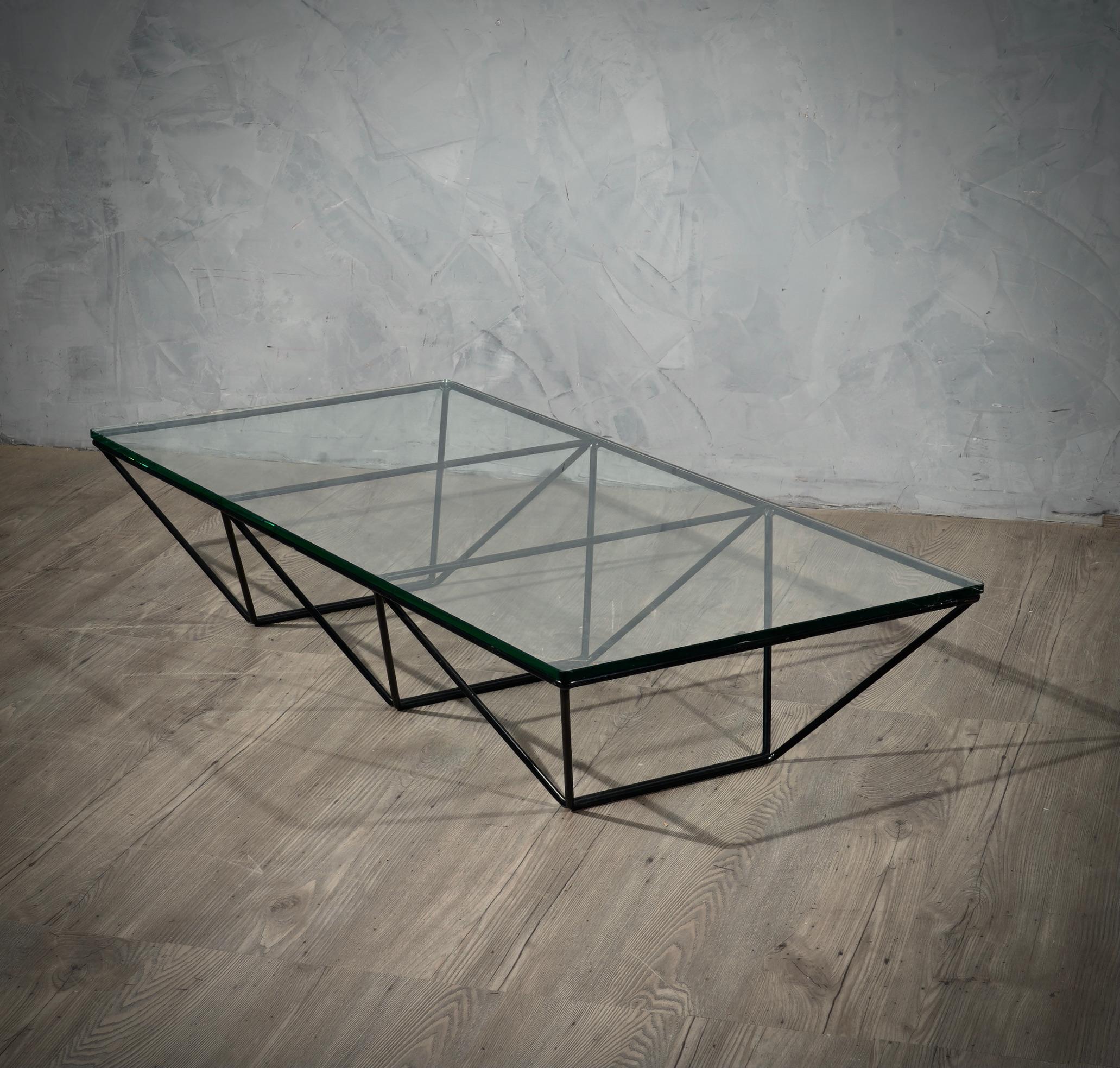 Rechteckiger Couchtisch „Alanda“ aus Glas und Eisen von Paolo Piva aus der Mitte des Jahrhunderts, 1979 im Angebot 4