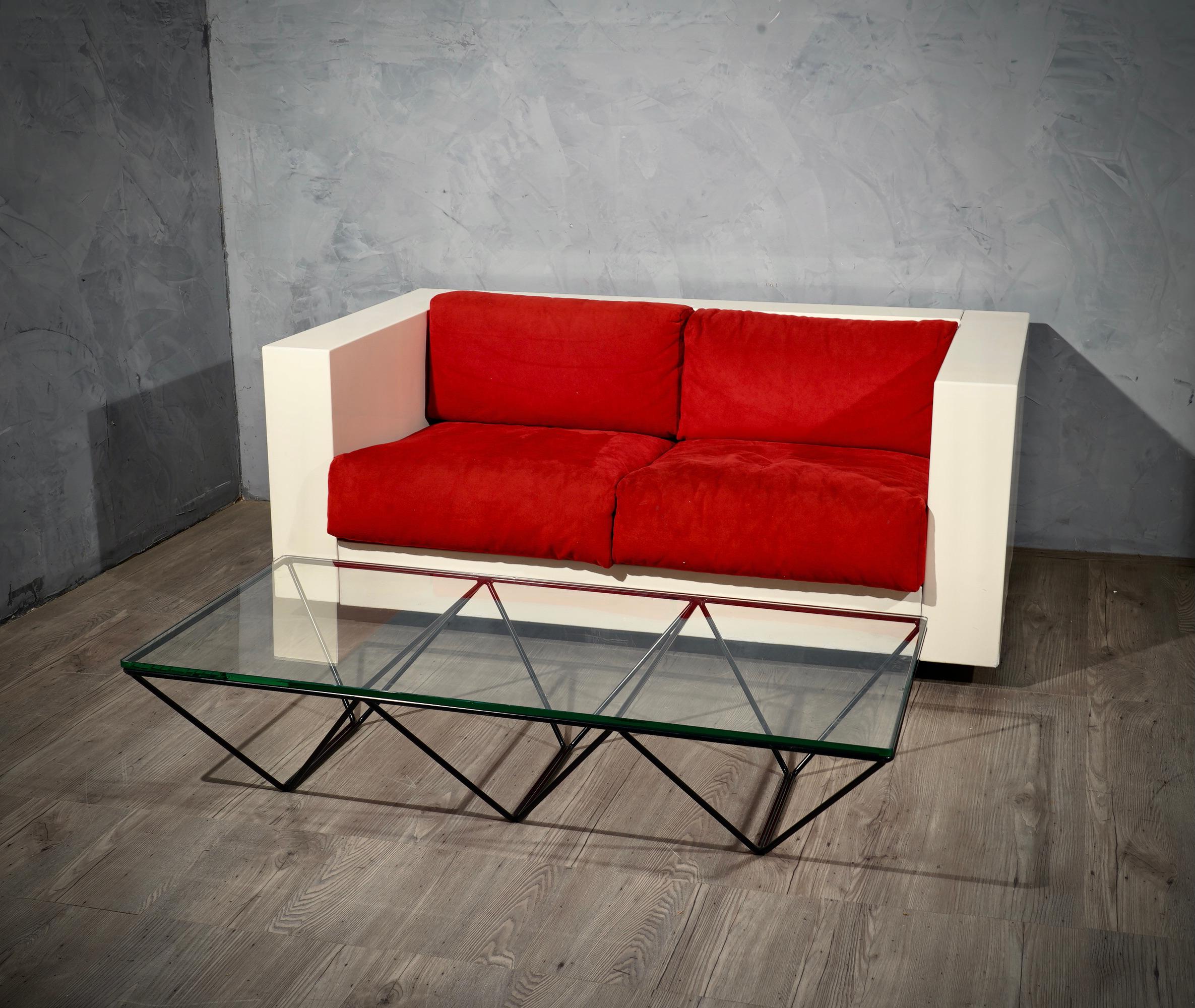Rechteckiger Couchtisch „Alanda“ aus Glas und Eisen von Paolo Piva aus der Mitte des Jahrhunderts, 1979 im Angebot 2