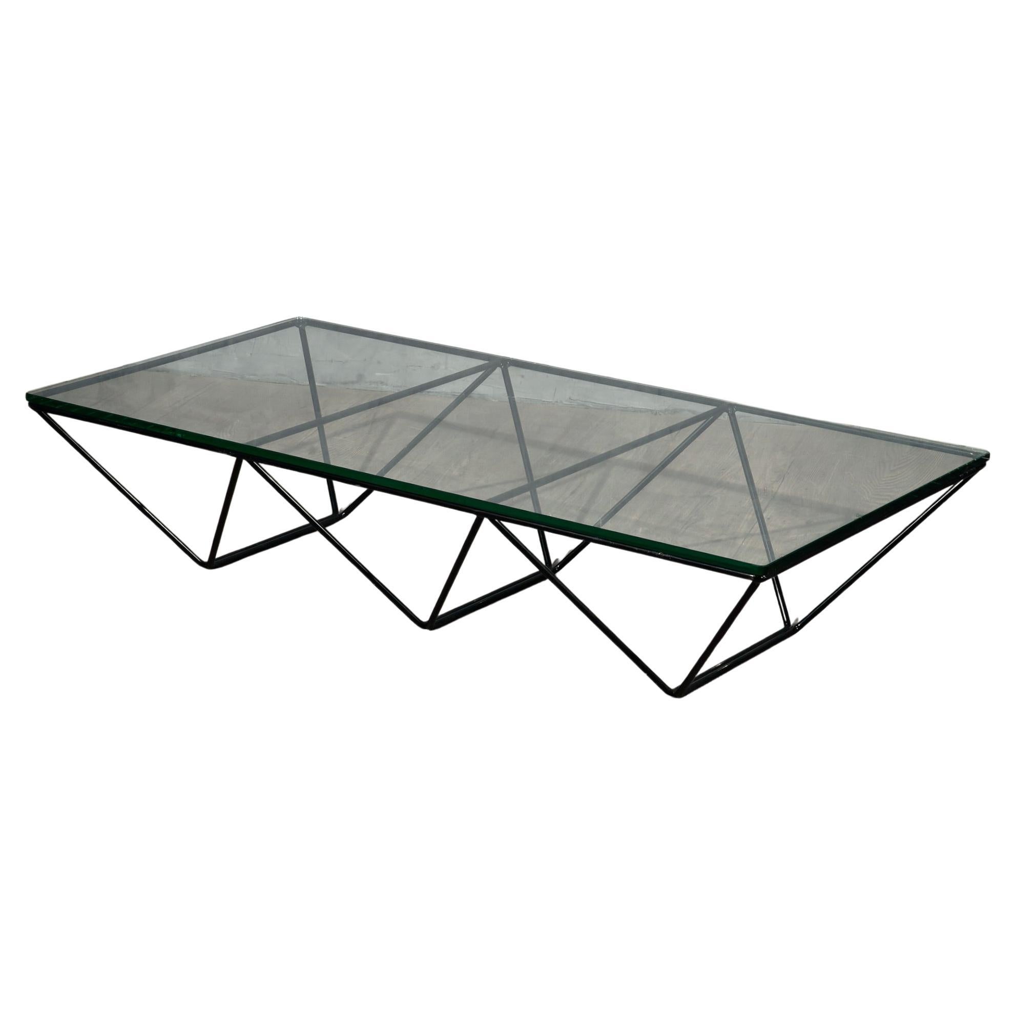 Paolo Piva "Alanda" Rectangular Glass and Iron Mid-Century Coffee Table, 1979