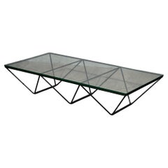 Paolo Piva "Alanda" Rectangular Glass and Iron Mid-Century Coffee Table, 1979