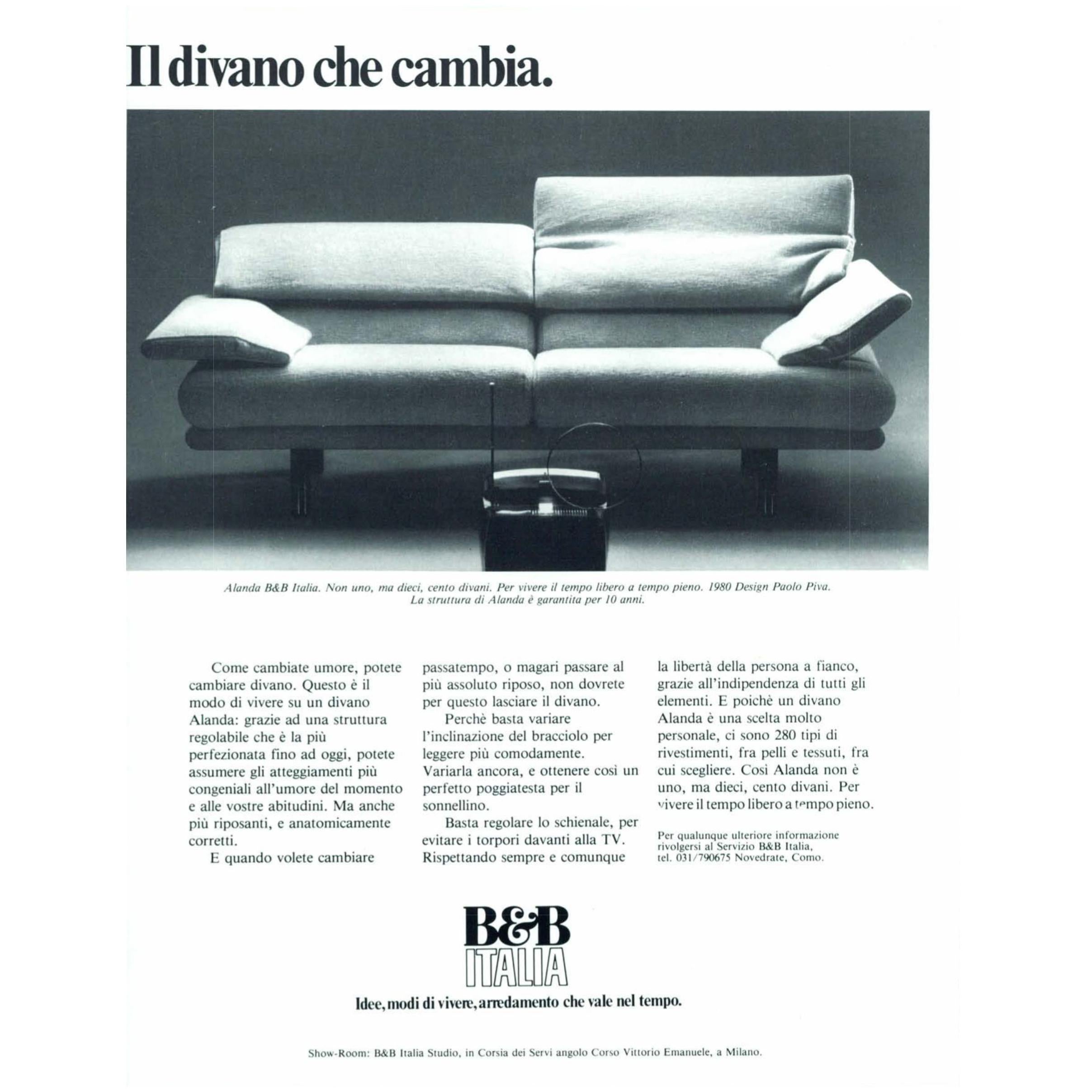 Paolo Piva, Alanda, Sofa, B&B Italia, 1980s For Sale 1