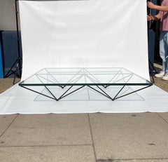 Paolo Piva B&B Italia Alanda 1980s Nero Acciaio Quadrato Vetro Tavolino da caffè divano