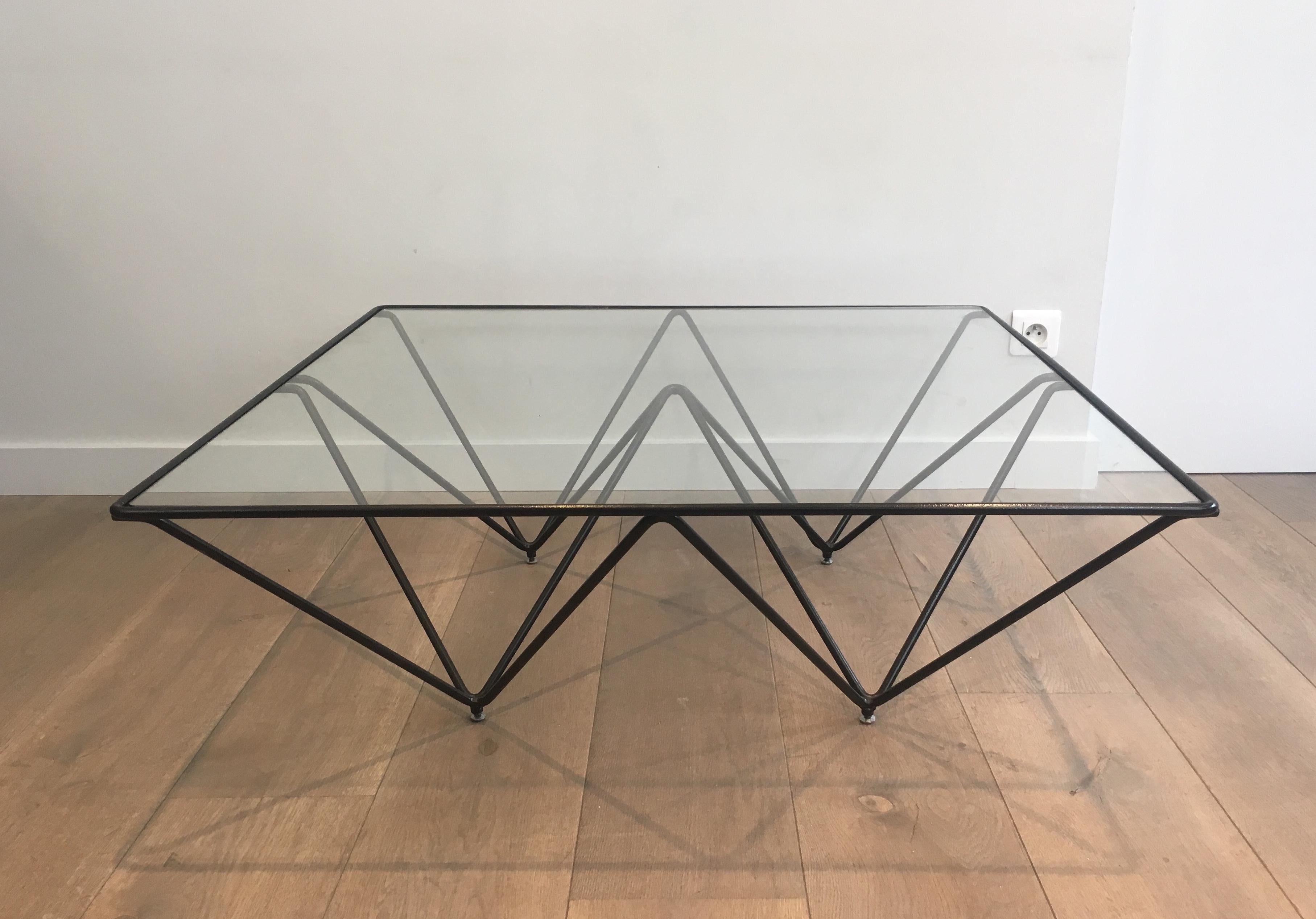In the Style of Paolo Piva Black Lacquered Pyramidal Coffee Table, Italy For Sale 6