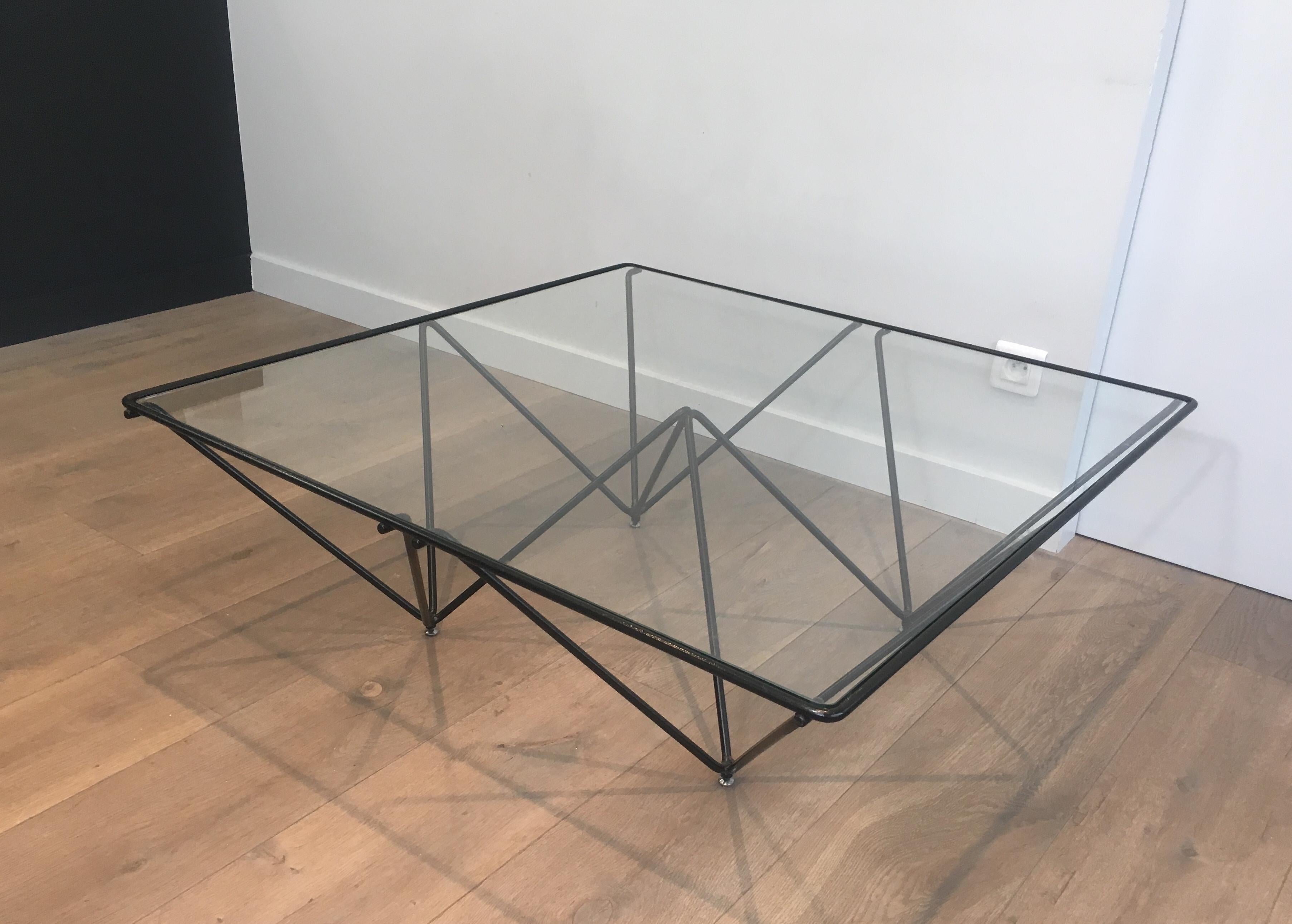 In the Style of Paolo Piva Black Lacquered Pyramidal Coffee Table, Italy For Sale 10