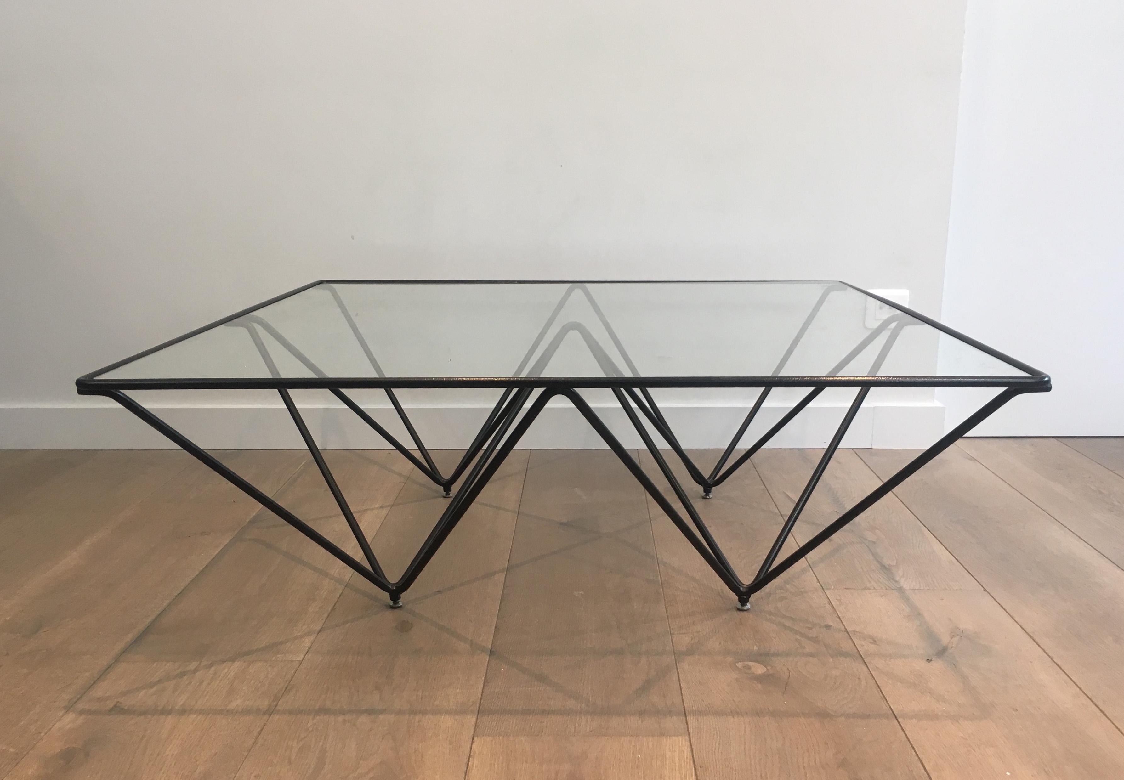 In the Style of Paolo Piva Black Lacquered Pyramidal Coffee Table, Italy For Sale 11