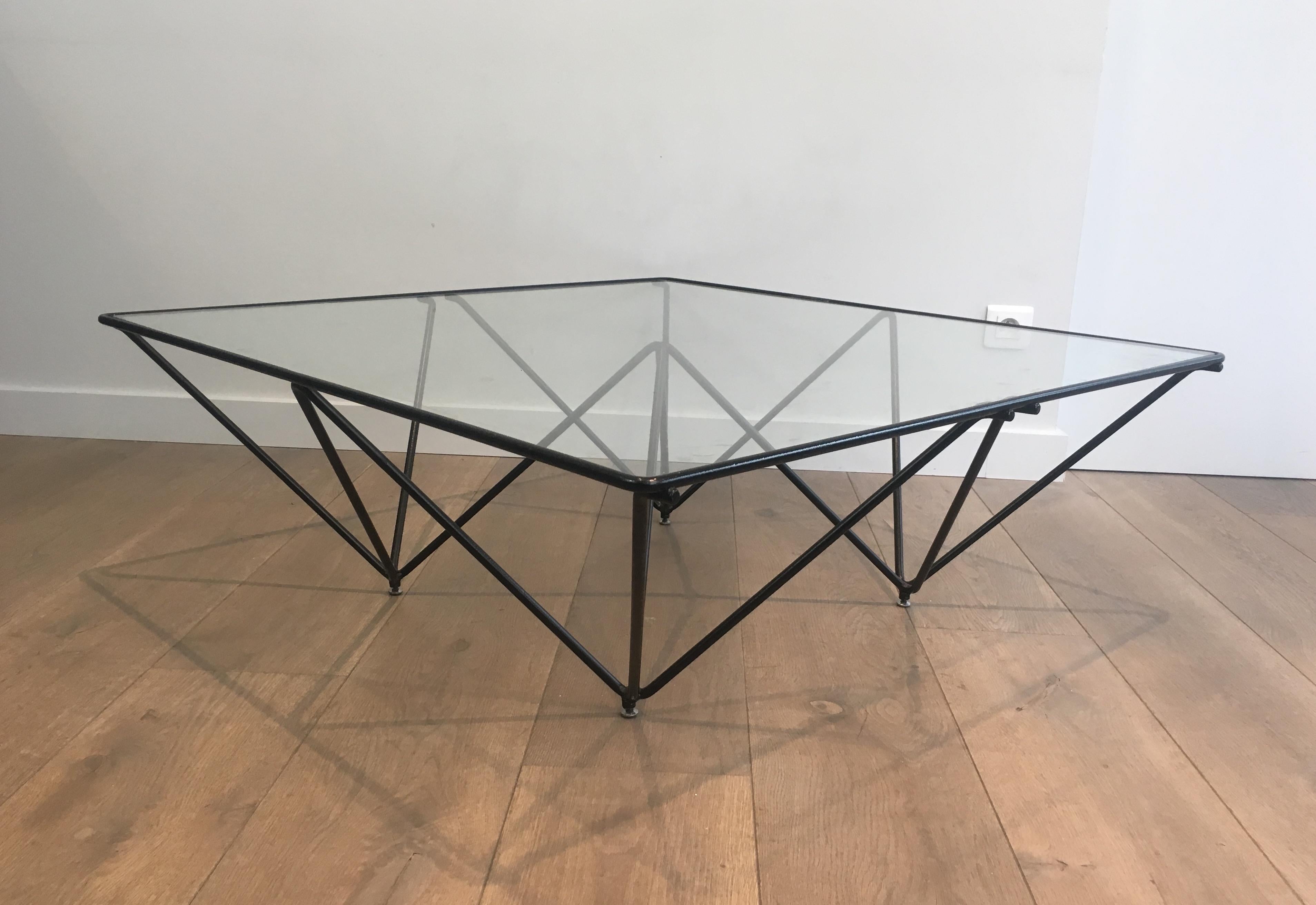 Mid-Century Modern In the Style of Paolo Piva Black Lacquered Pyramidal Coffee Table, Italy For Sale