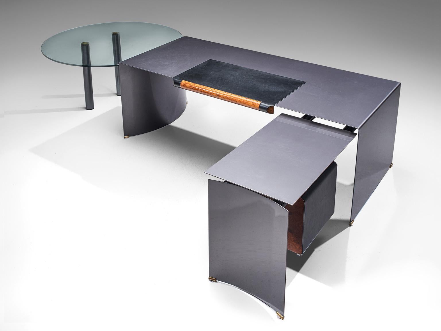Paolo Piva for B&B 'Arcada' Desk in Leather and Burl  For Sale 1