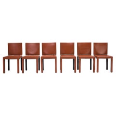 Paolo Piva for B&B Italia Brown Leather Dining Chairs, Set of 6