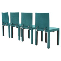 Paolo Piva lot de 4 chaises de salle à manger Acara en velours vert pour B&B Italia